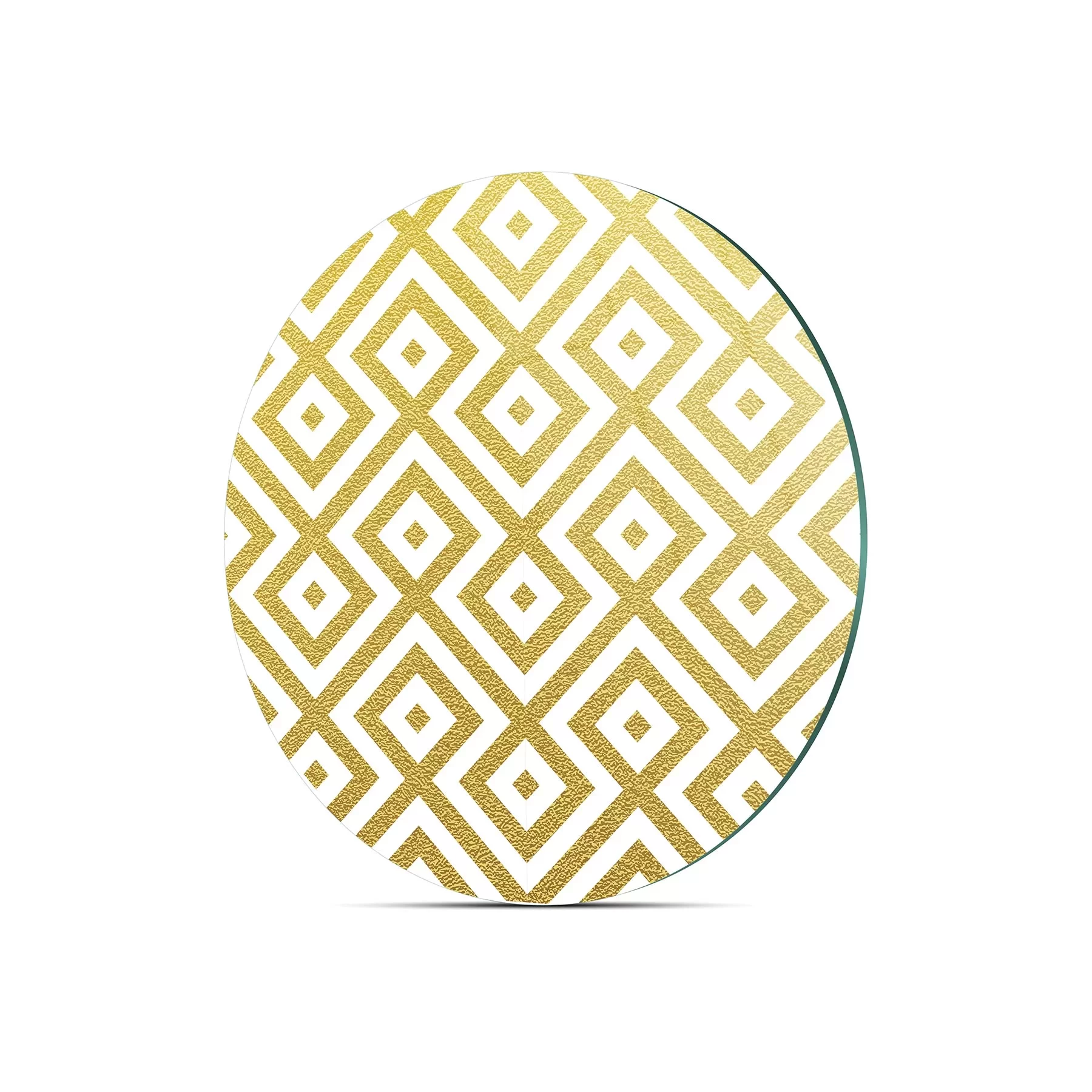 Picture of Decovetro Cam Kesme Tahtası ve Sunumluk Yuvarlak Gold Kilim Desenli 30x30 Cm