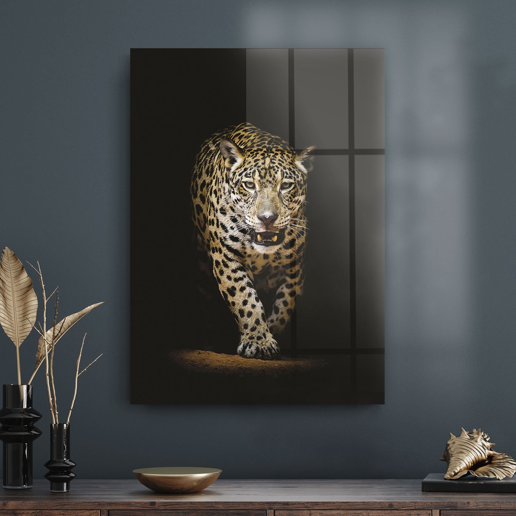 Picture of Decovetro Gölgedeki Leopar Cam Tablo 30x40 cm