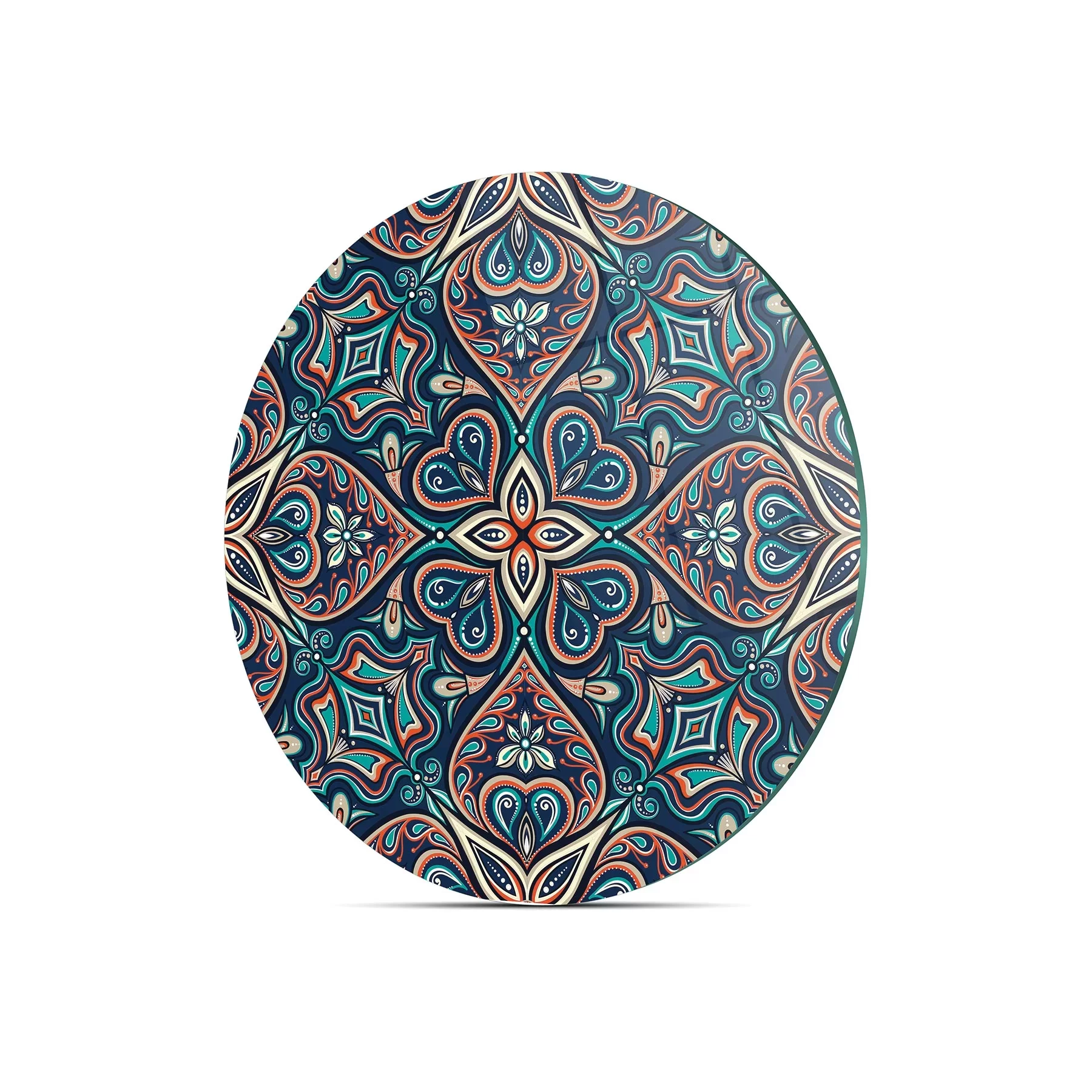 Picture of Decovetro Cam Kesme Tahtası ve Sunumluk Yuvarlak Türk Motifi Desenli 30x30 Cm