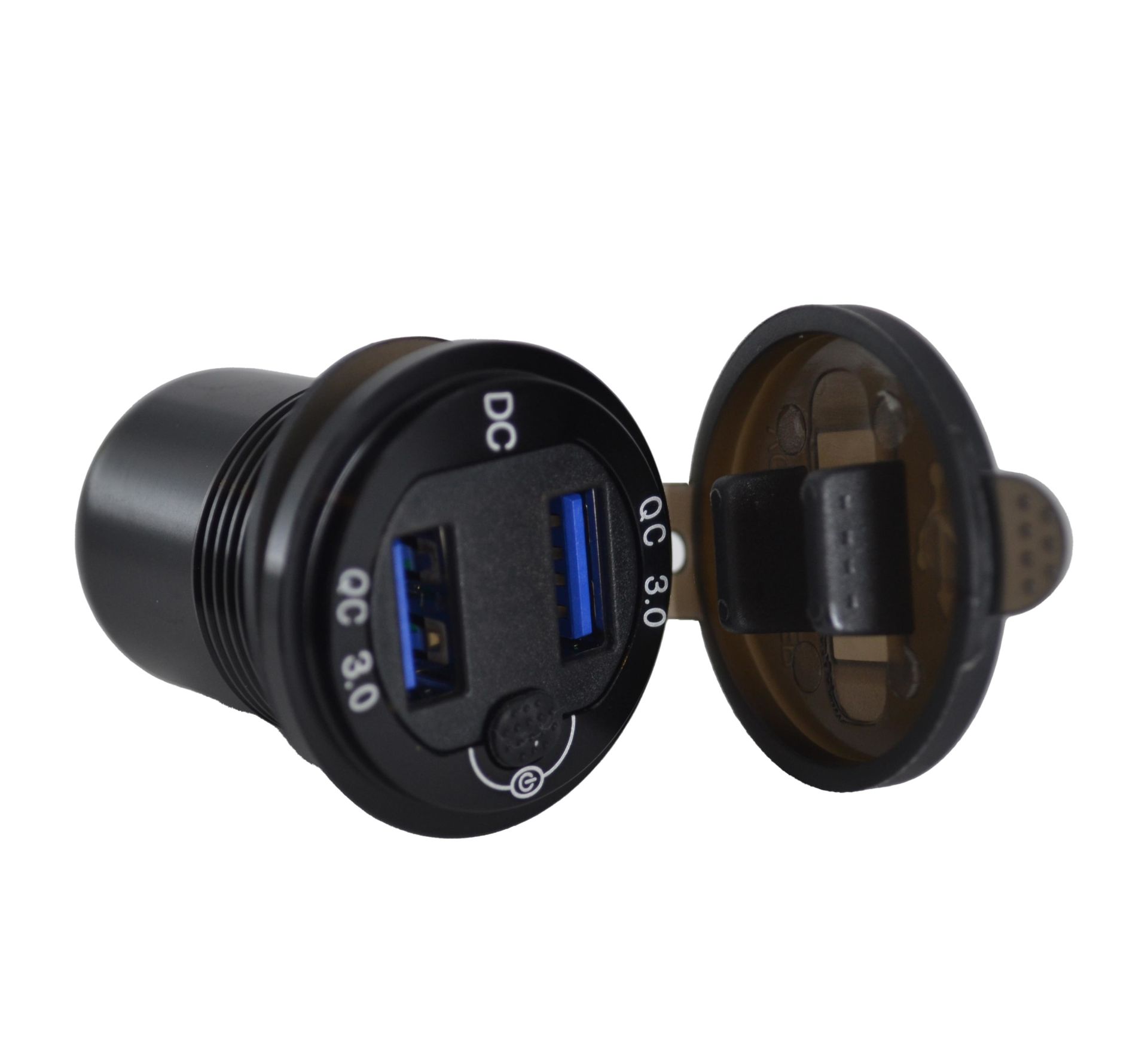 Picture of 12V 24V DC USB QC3.0 Şarj Port Voltmetreli Anahtarlı Yuvarlak MT-UP07