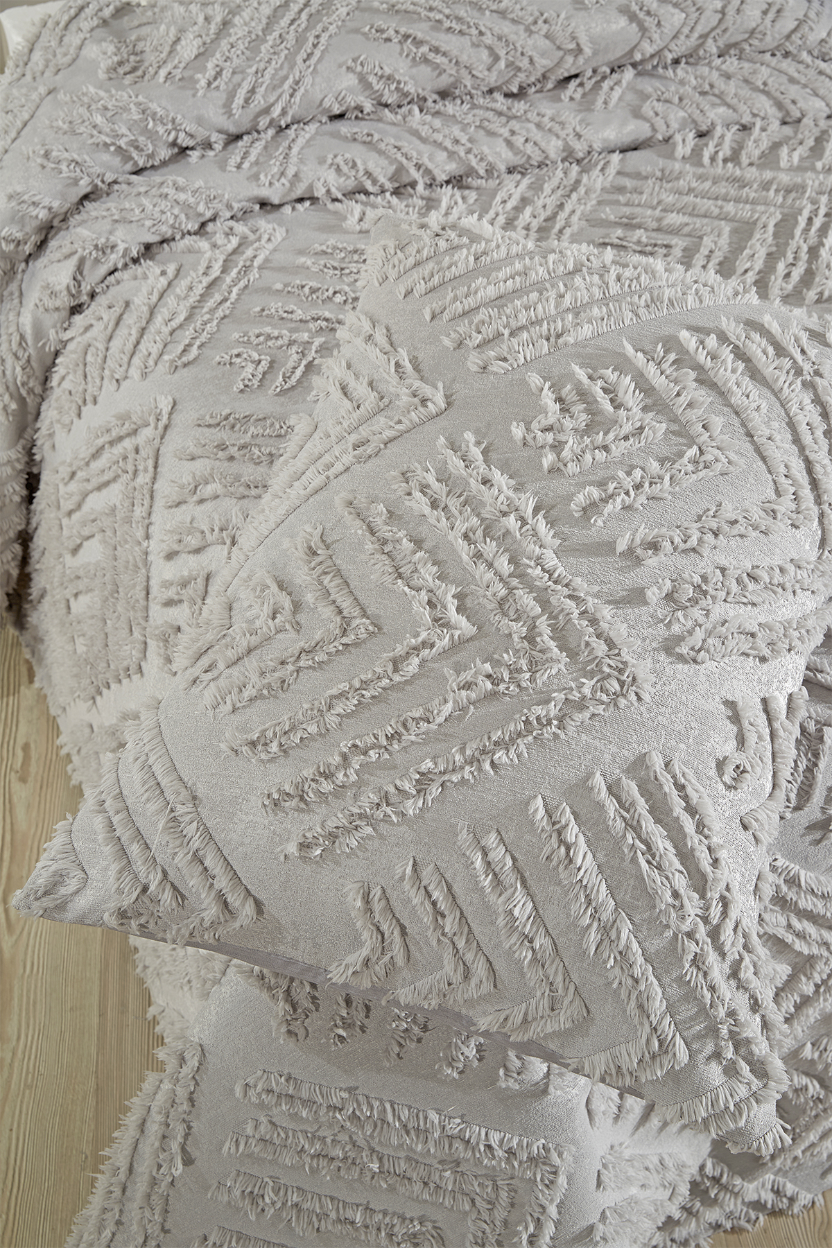 Picture of Çeyiz Diyarı Pine 2 Parça Tek Kişilik Pike Takımı Gri