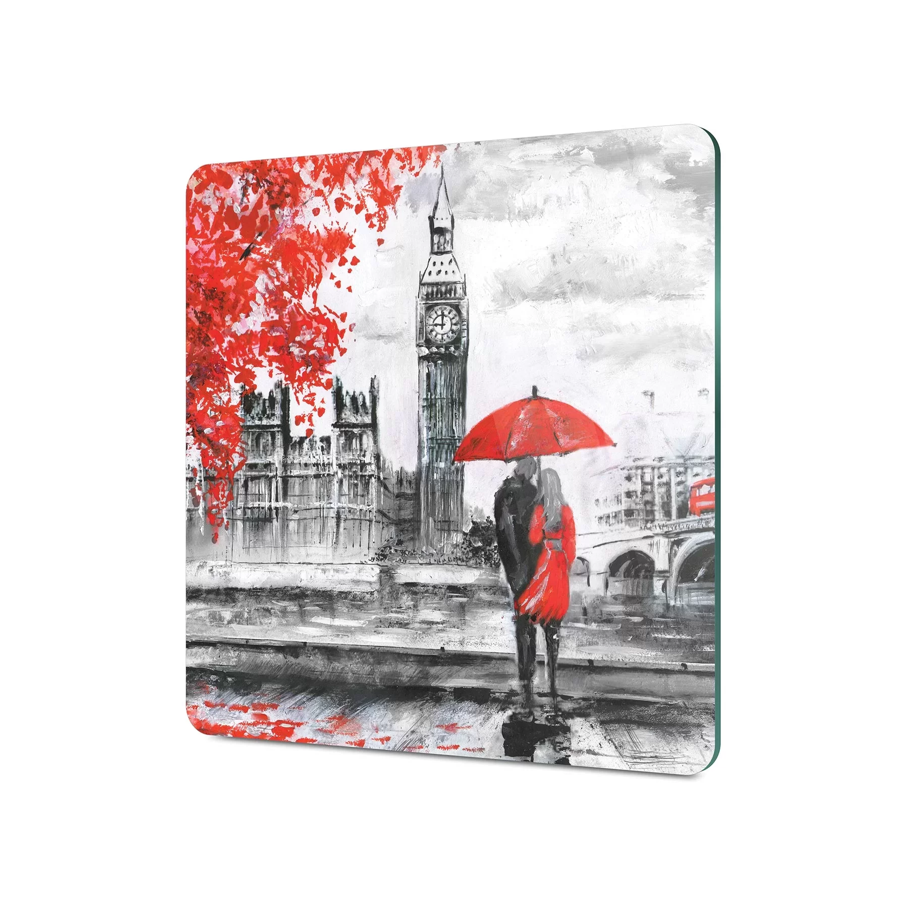 Picture of Decovetro Cam Kesme Tahtası ve Sunumluk Kare Love London Desenli 30x30 Cm