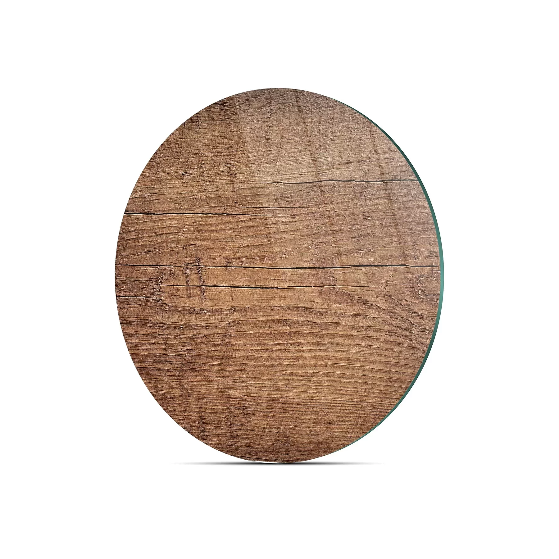 Picture of Decovetro Cam Kesme Tahtası ve Sunumluk Yuvarlak Eski Ahşap Desenli 30x30 Cm