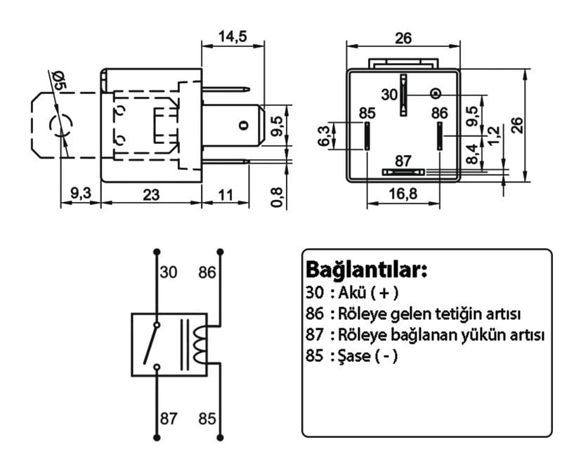 Picture of Yüksek Amperli Röle 12V 70A Mini Güç Rölesi 4 Fişli 720170102