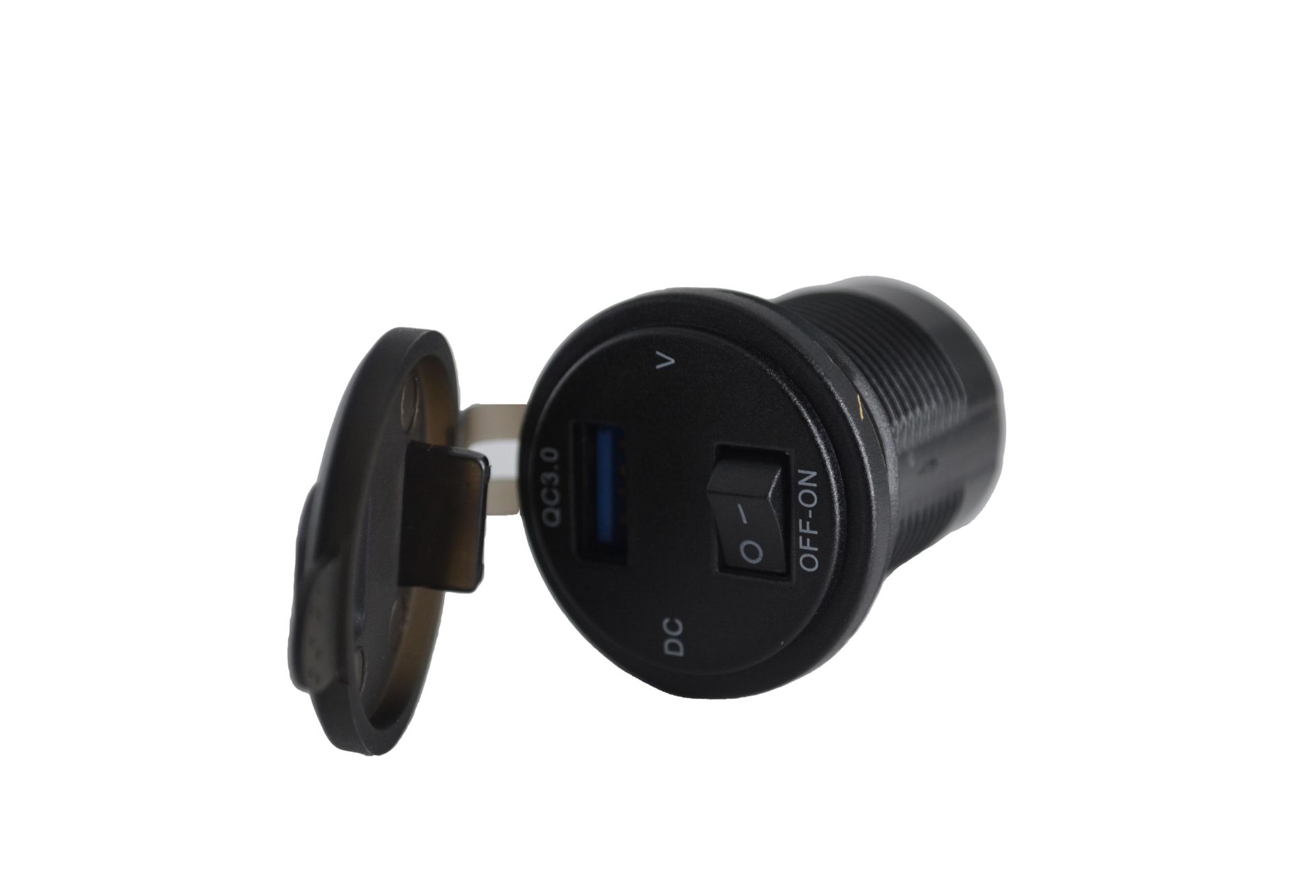 Picture of 12V 24V DC USB QC3.0 Şarj Port Voltmetreli Anahtarlı Yuvarlak MT-UP02