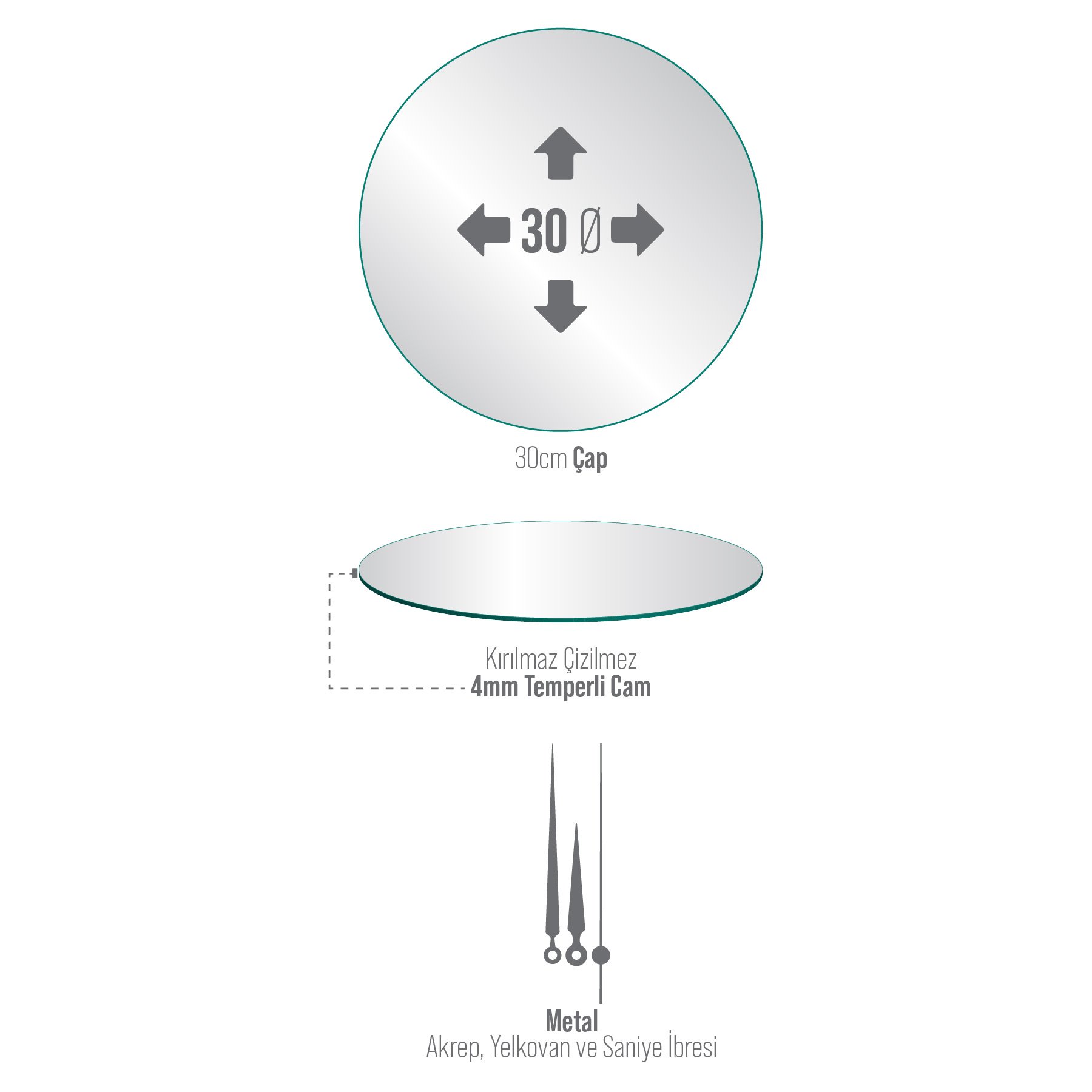 Picture of Decovetro Cam Duvar Saati Yuvarlak 1056 30 x 30 Cm
