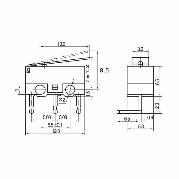 Picture of 5 Adet Mini Micro Switch Paletli KW10 Z1P 90 Derece Yan L Pin