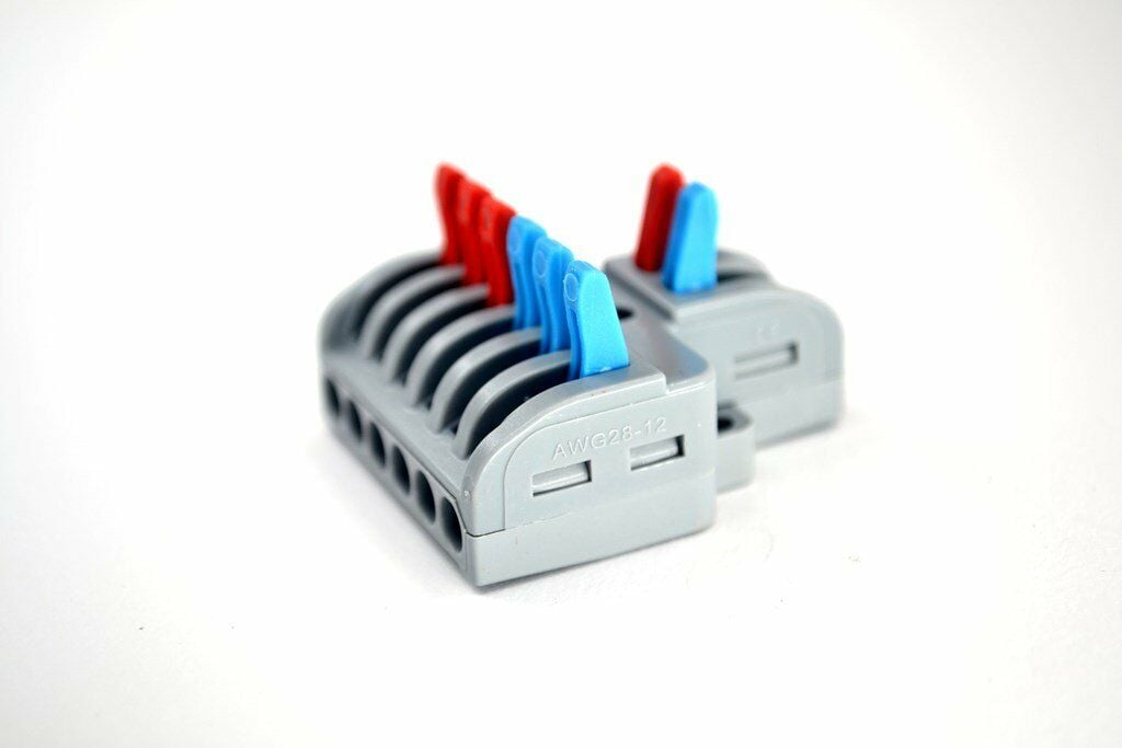 Picture of 10 Adet 2 Giriş 3+3 Çıkış Kablo Konnektörü Mandallı Buat Klemensi MT-KL0206