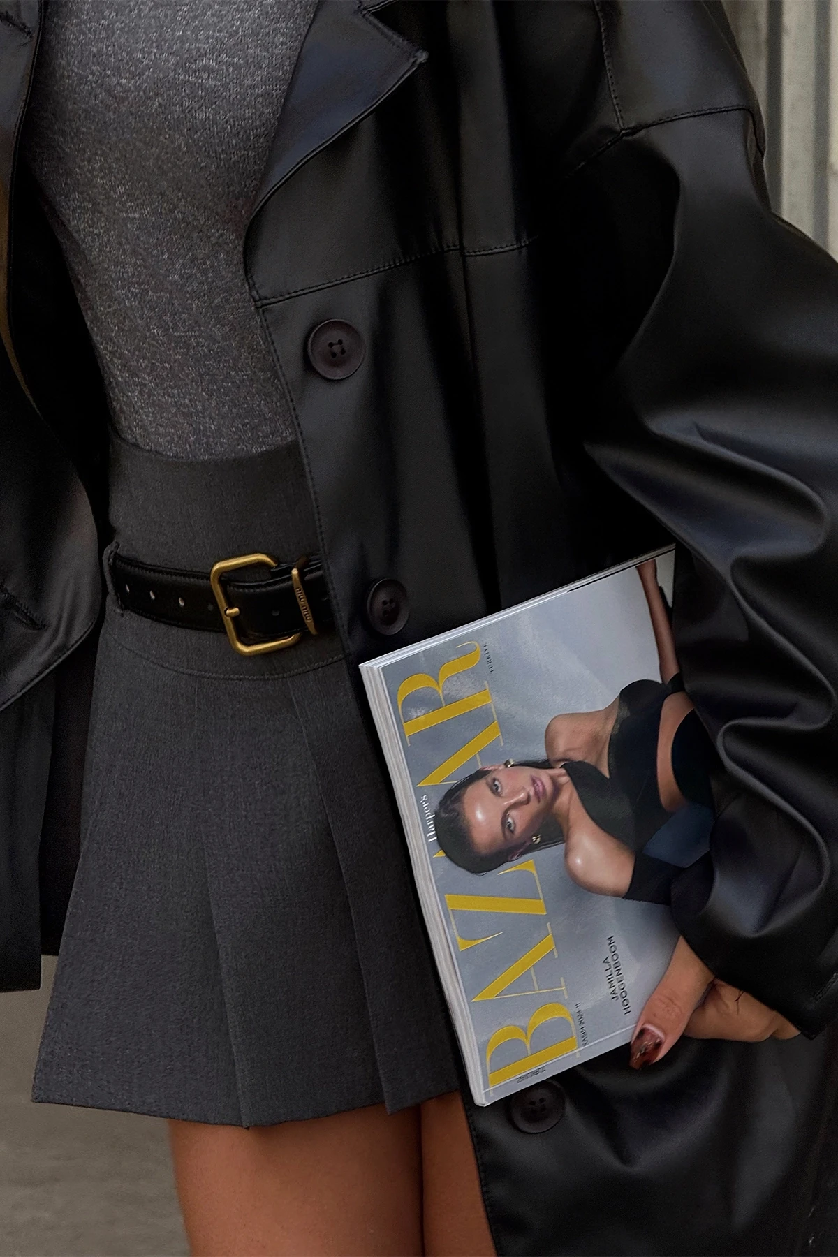 Picture of Black Button Detail Trench Coat