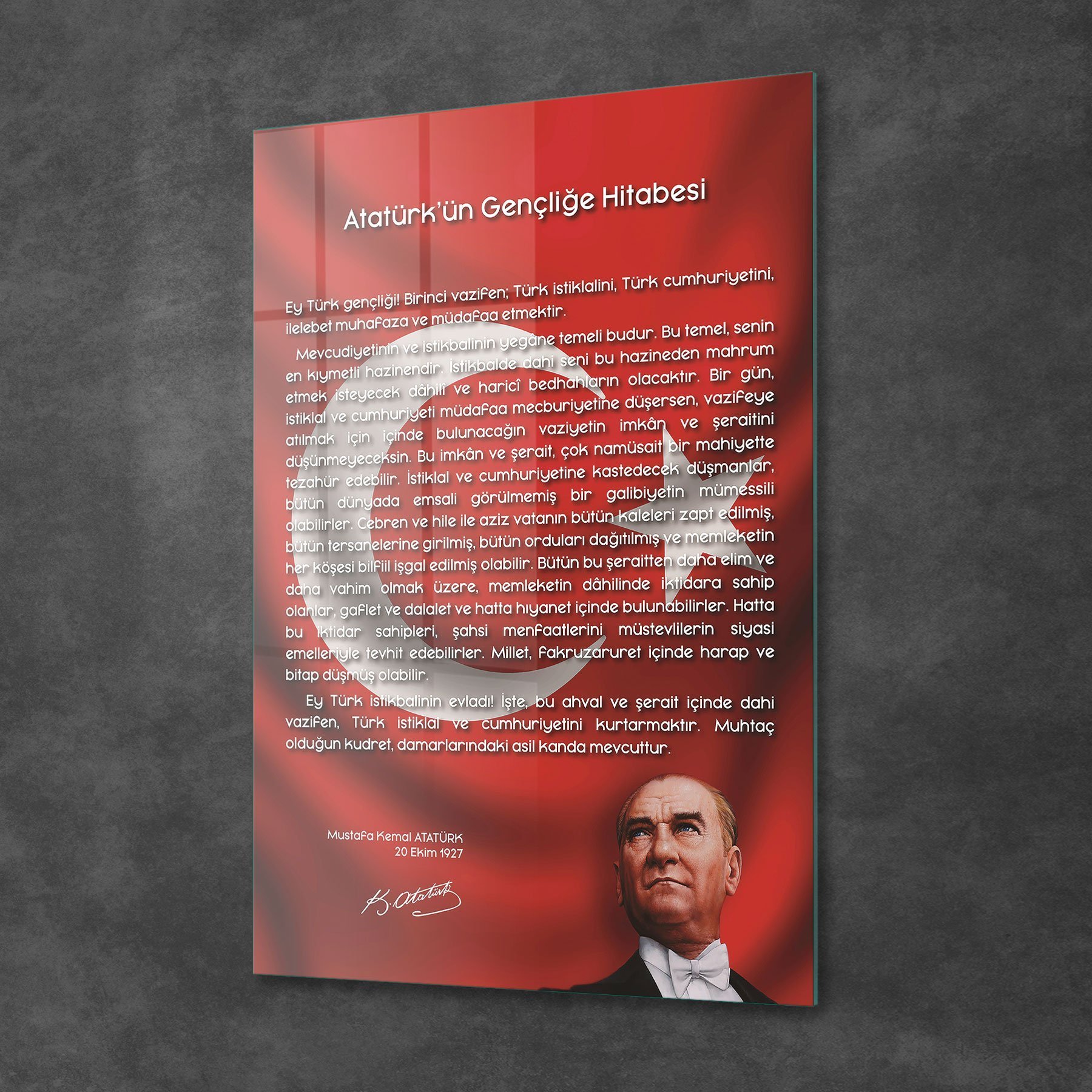 Picture of Decovetro Bayraklı Gençliğe Hitabe Cam Tablo 70x100 cm