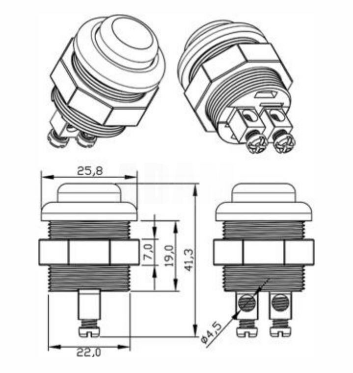 Picture of Kırmızı Marş Korna Butonu Vidalı Terminal Gümüş Kontaklı