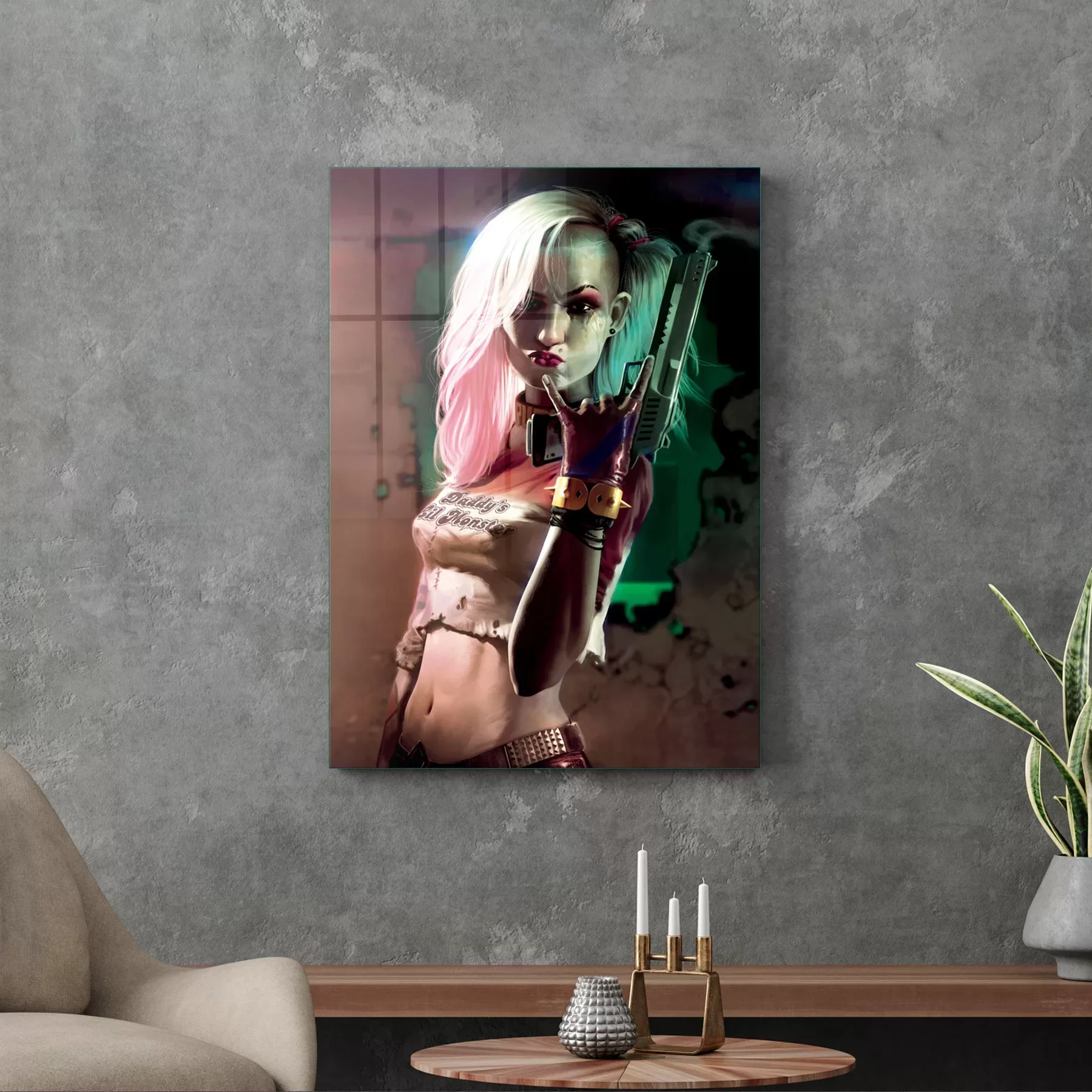 Picture of Decovetro Cam Tablo Harley Quinn Cyberpunk 50x70 cm