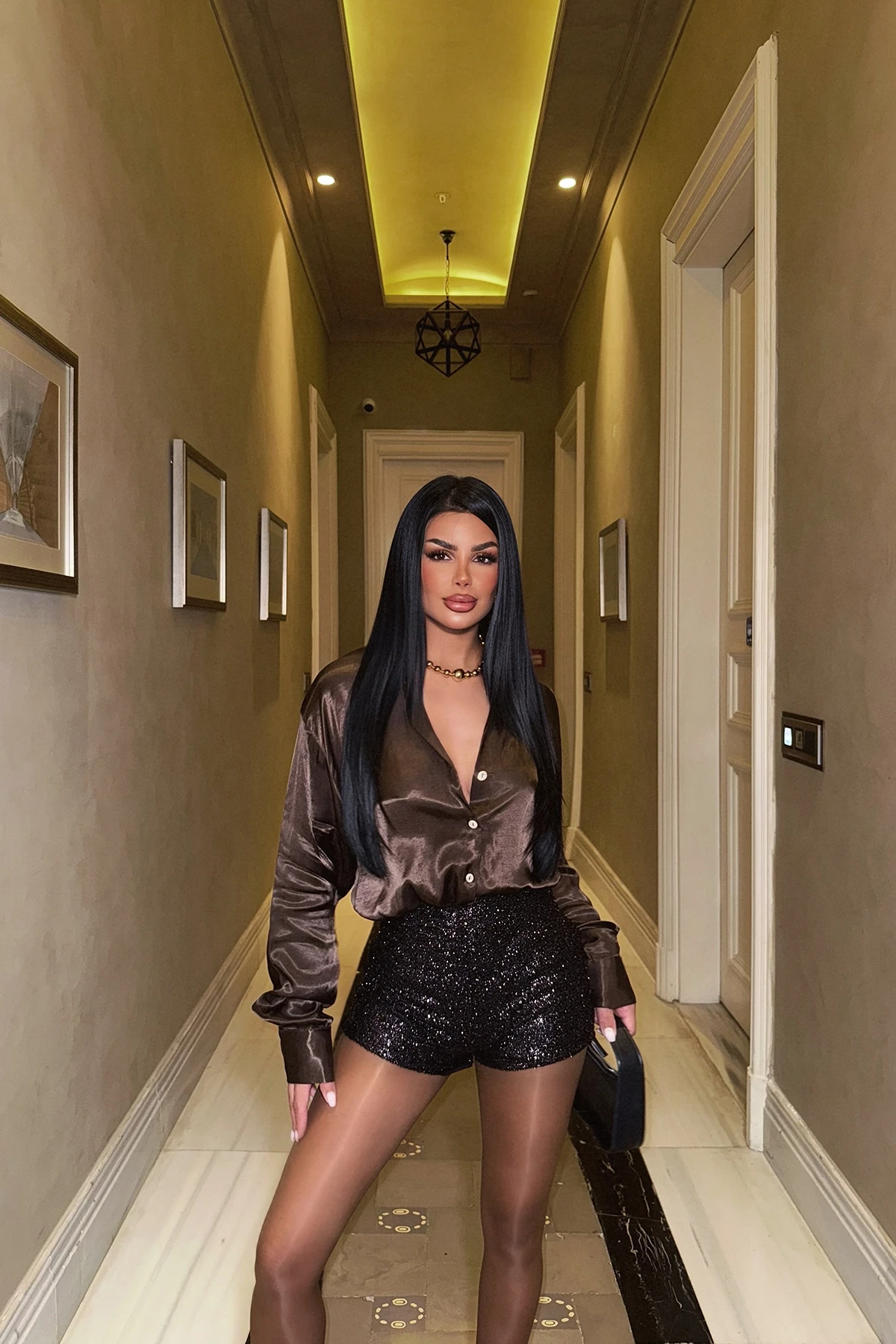 Picture of Lilac Sequin Detail Shorts