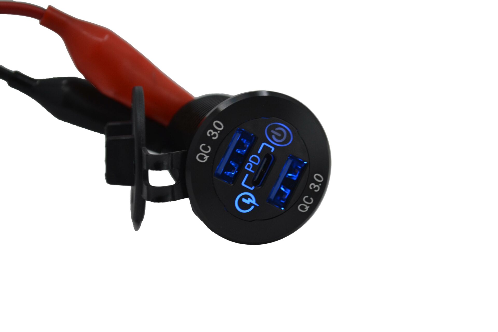 Picture of 12V 24V DC USB QC3.0 Type-C PD Şarj Port Dokunmatik Anahtarlı Yuvarlak MT-UP04