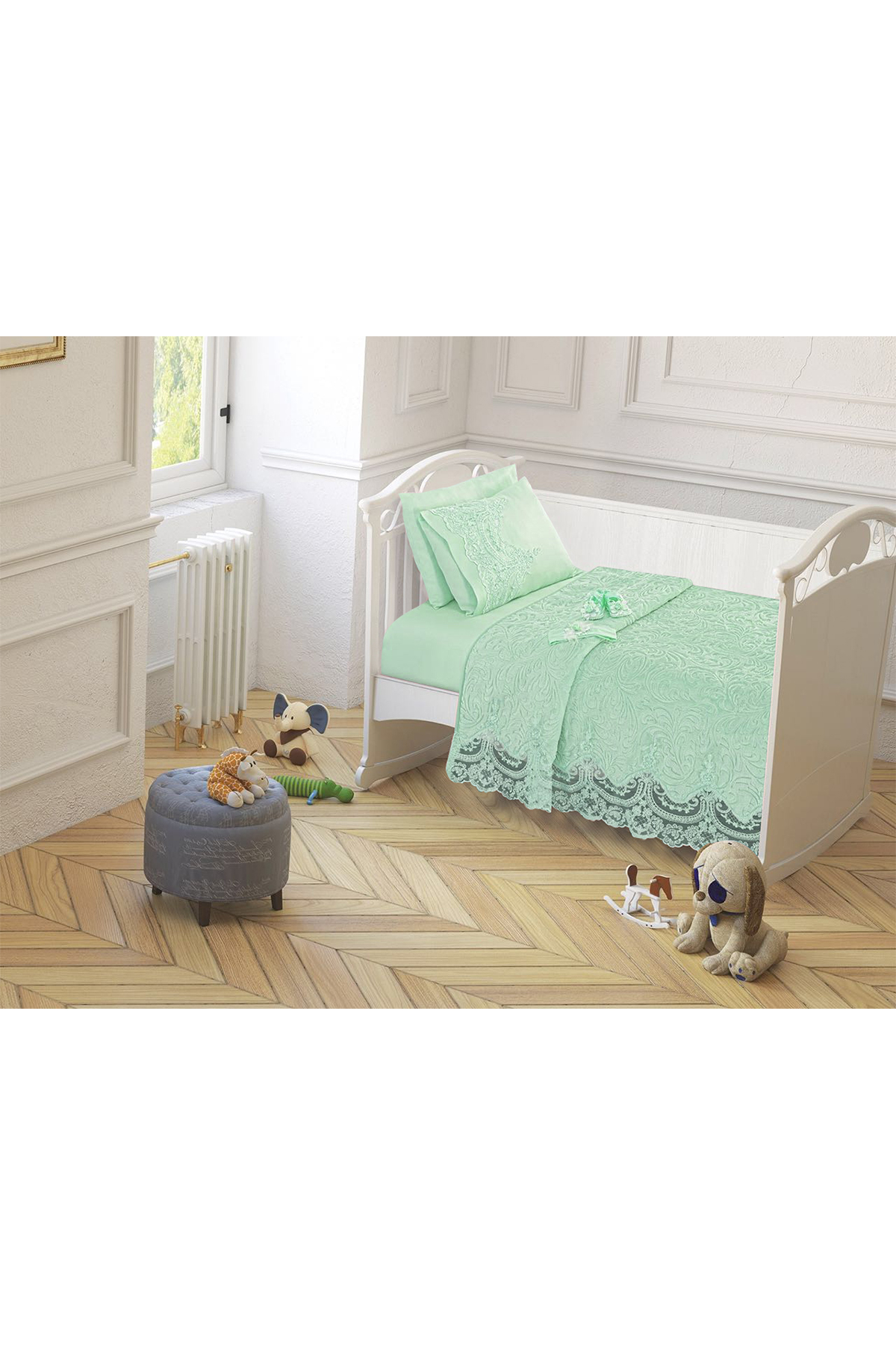 Picture of Fransız Güpürlü Bebek Battaniye Takımı Mint