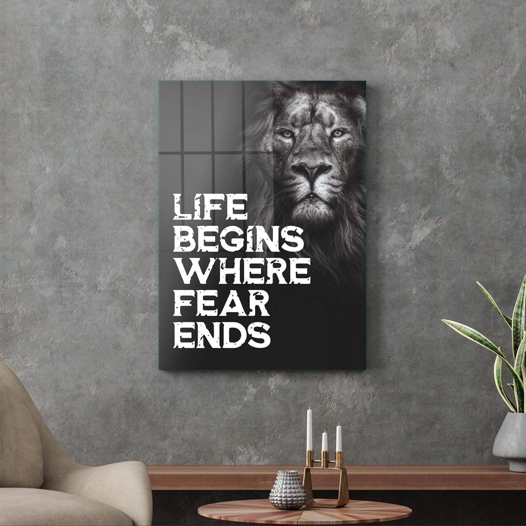 Picture of Decovetro Cam Tablo Fear Ends Motivational 70x100 cm