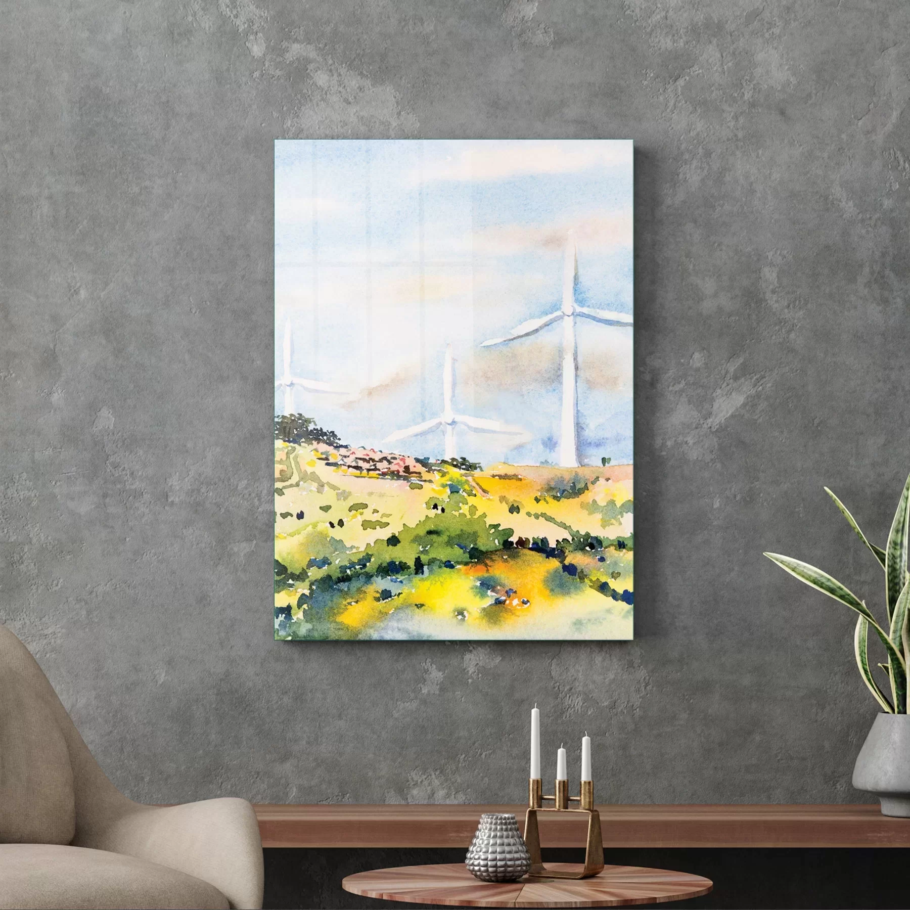 Picture of Decovetro Cam Tablo Sulu Boya Manzara 30x40 cm