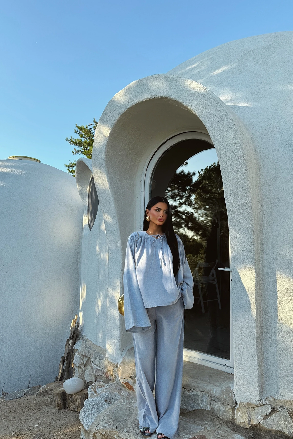 Picture of Blue Long Sleeve Linen Suit