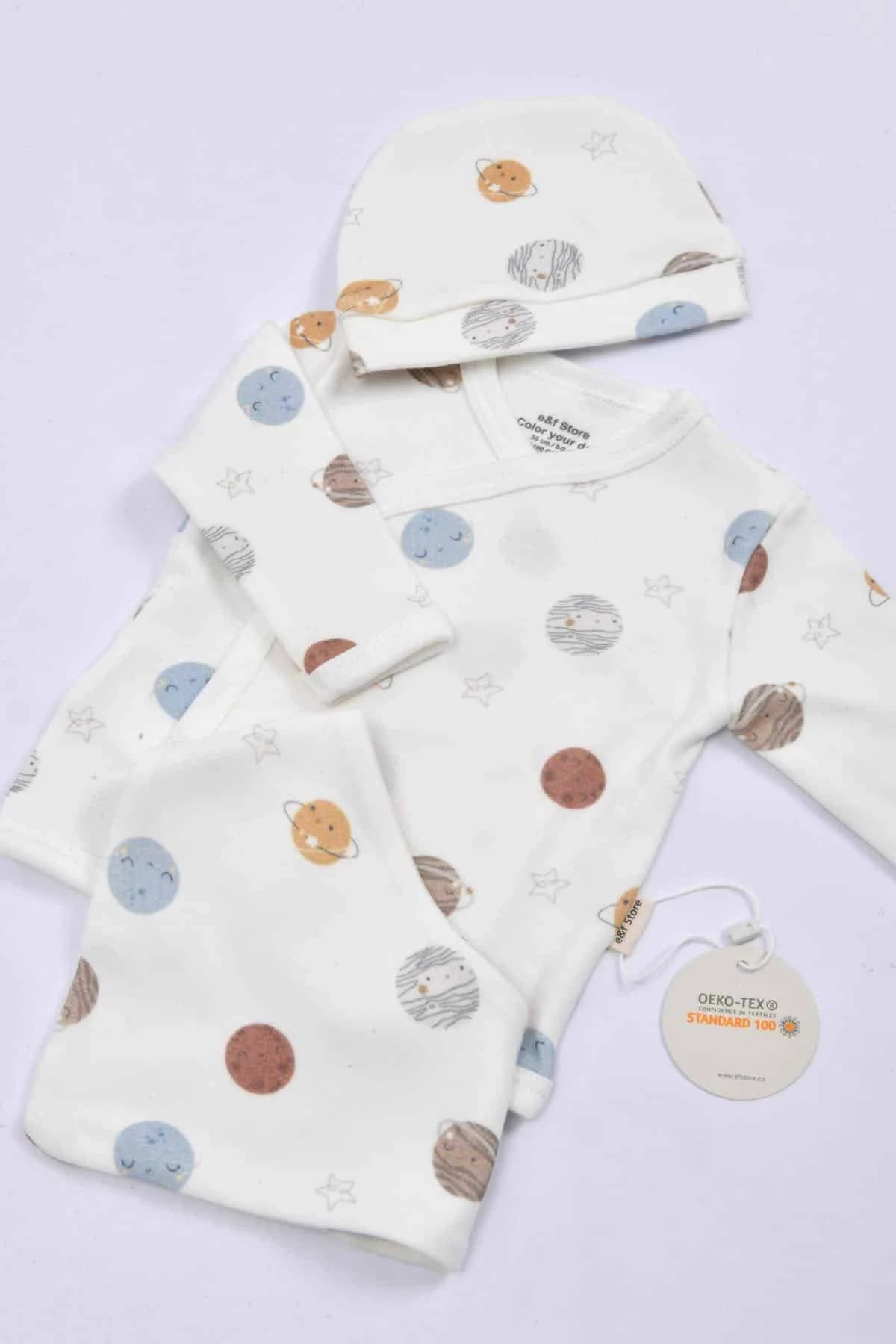 Picture of İkinci Şans - 5’li Yenidoğan Hastane Çıkışı Seti - Doğal Pamuklu - Gezegen Desenli