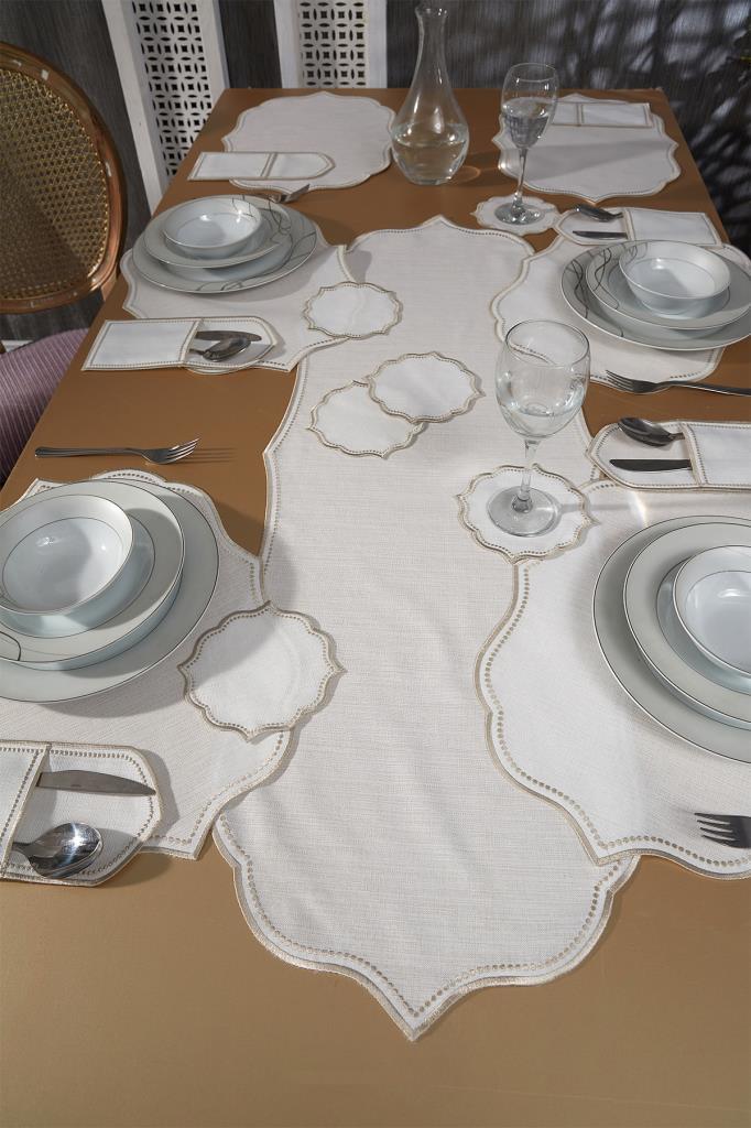 Picture of Damla Keten Nakışlı Amerikan Servis Takımı 19 Parça Bej