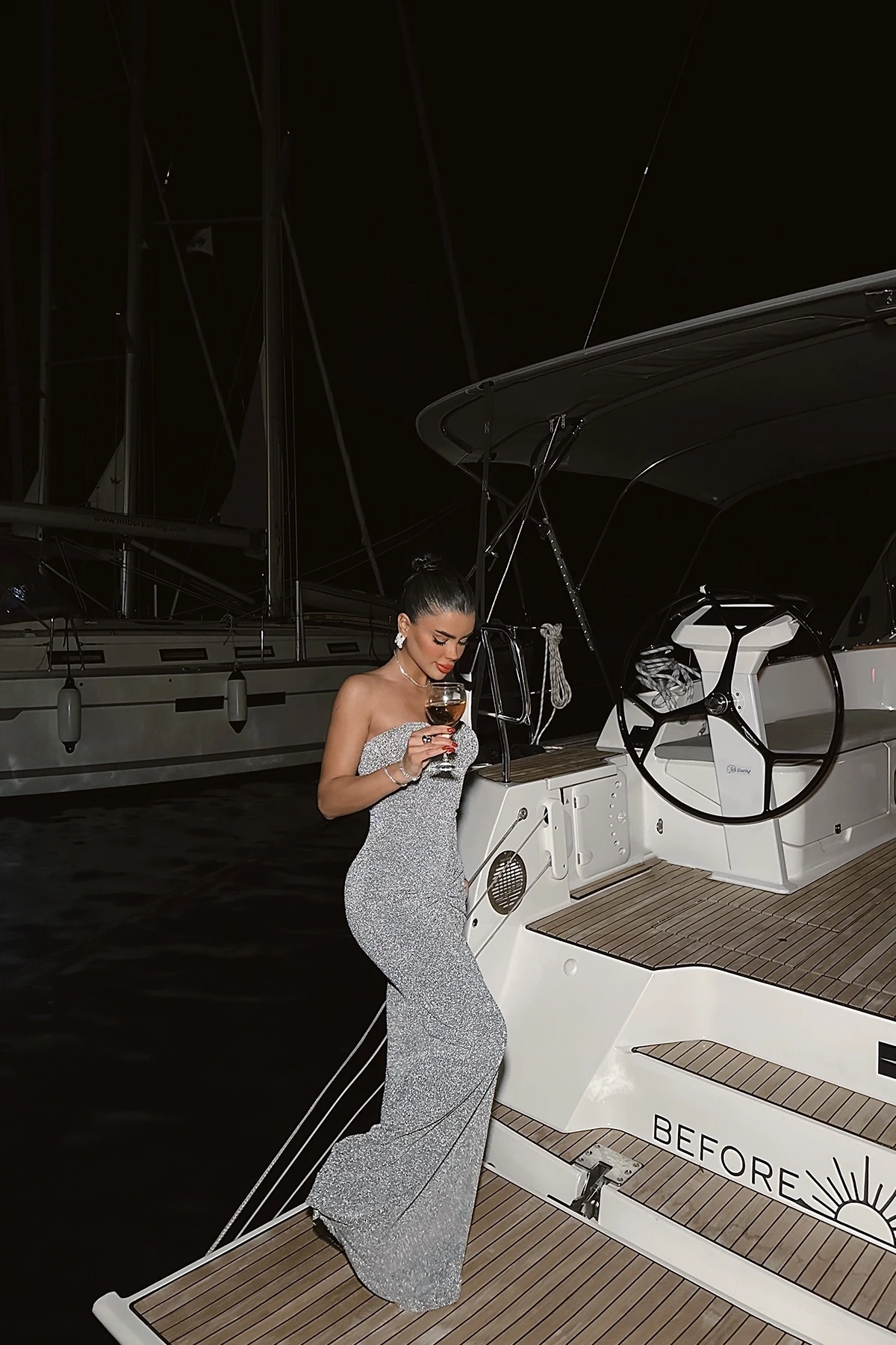 Picture of Dianora Gray Lurex Long Dress