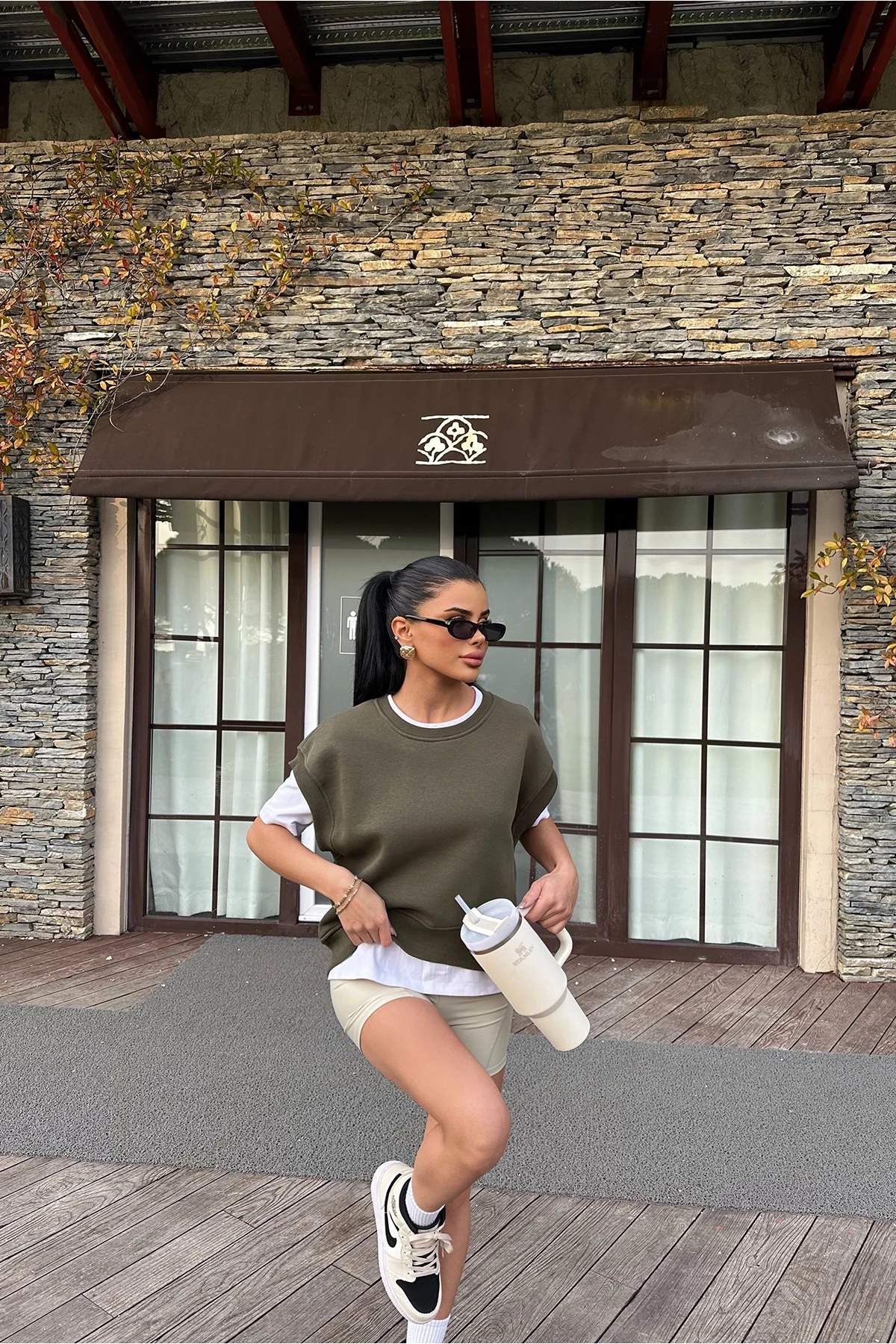 Picture of Khaki Alice Zero Sleeve Sweat