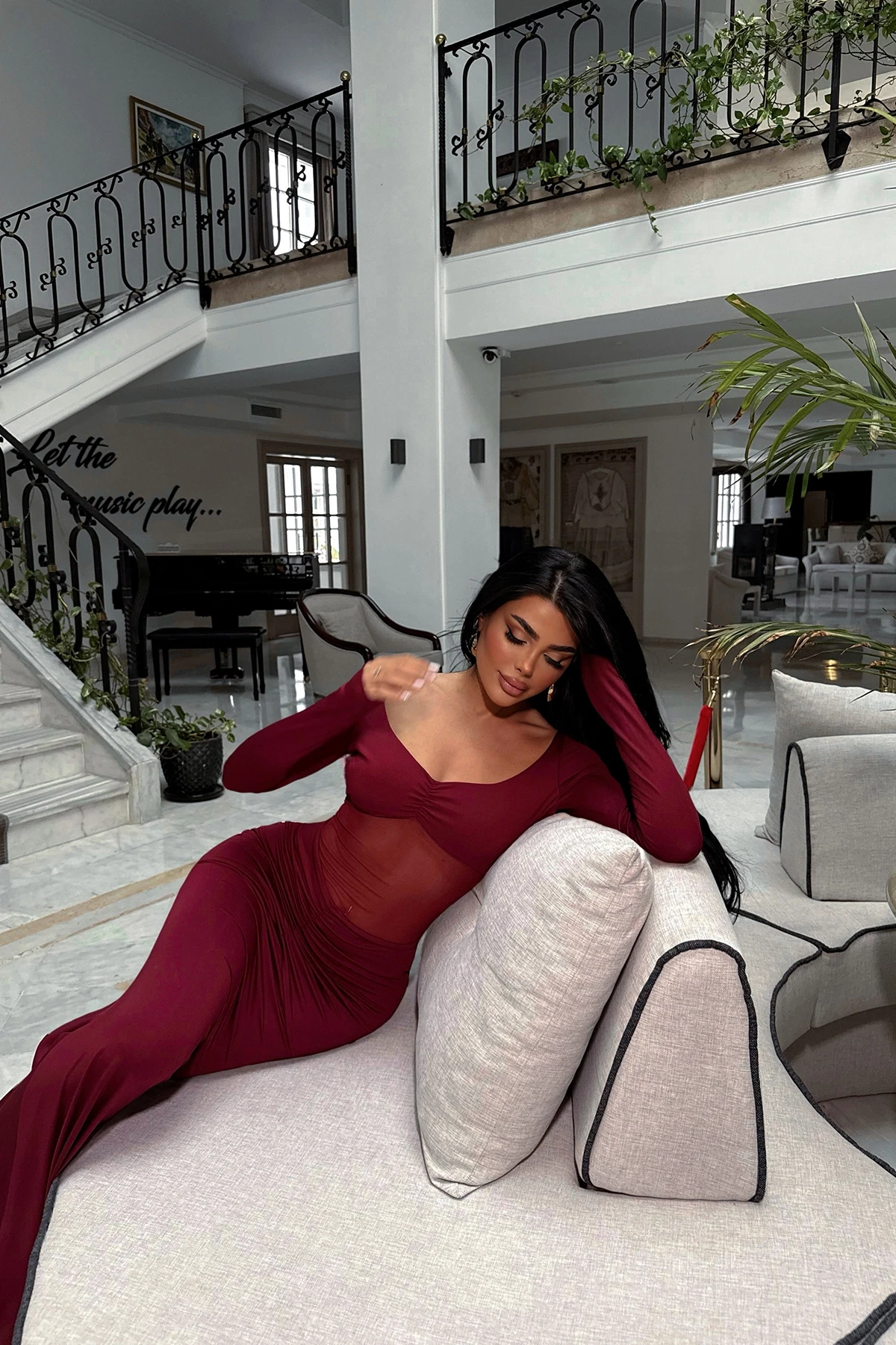 Picture of Cherry Bruise Transparent Front Long Dress