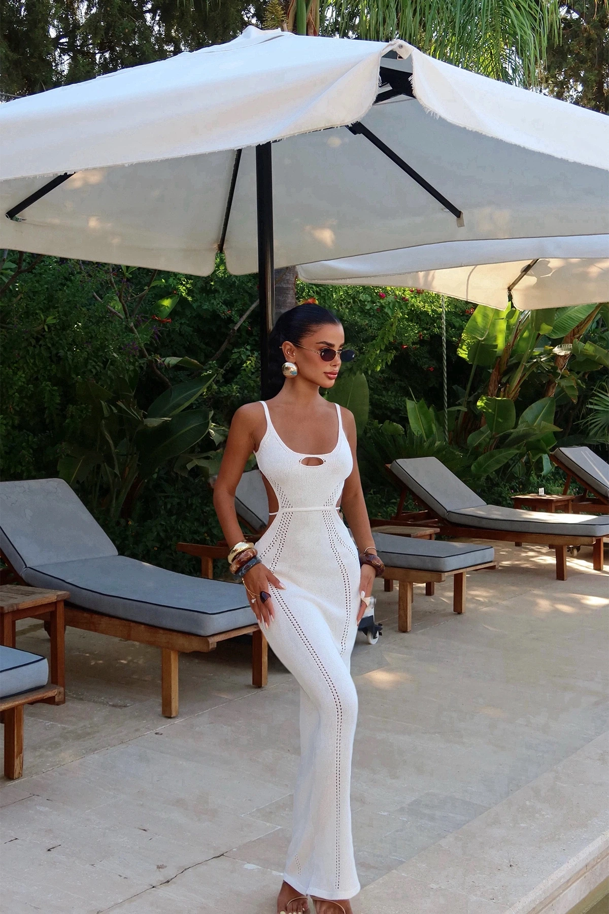 Picture of White Strapless Window Detail Dress