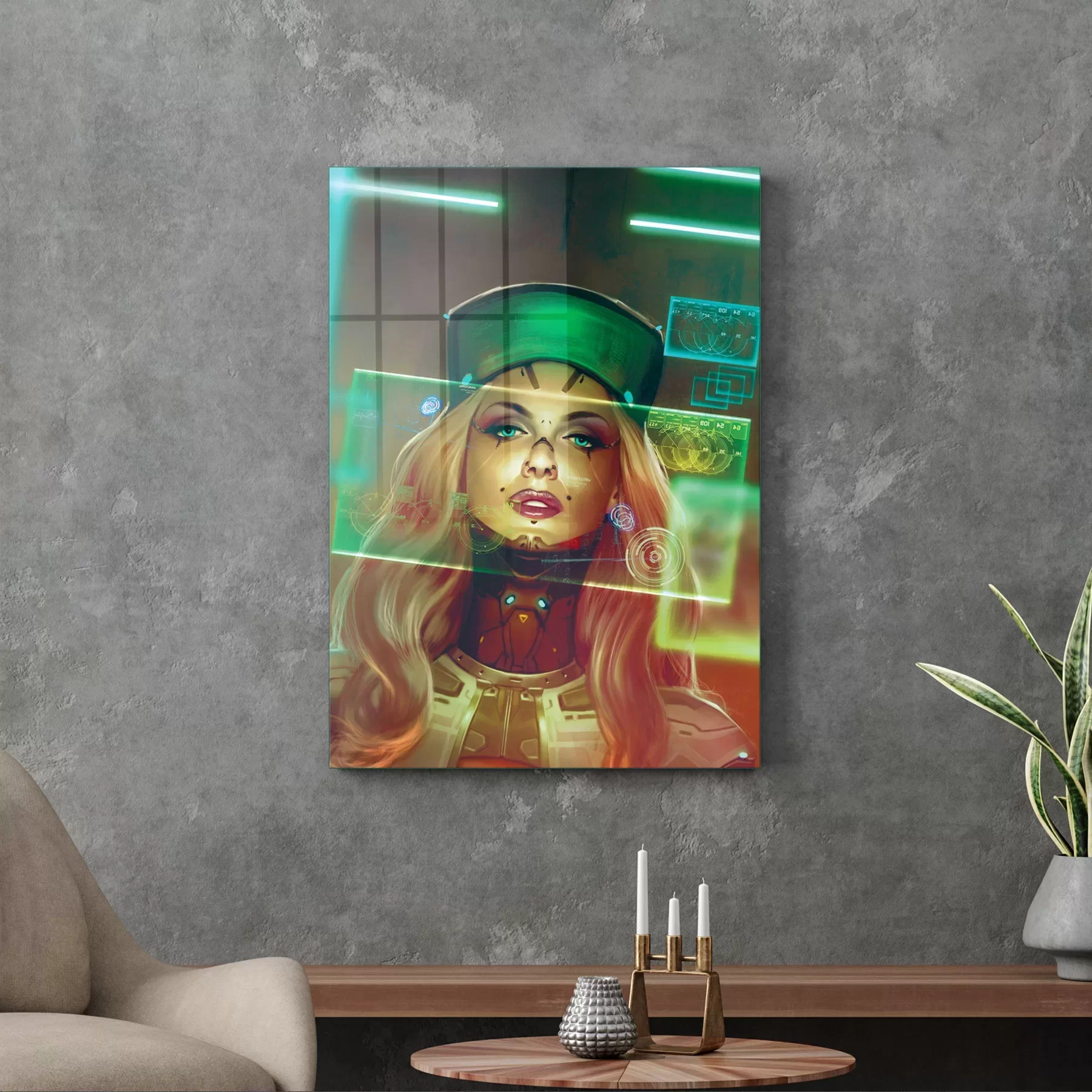 Picture of Decovetro Cam Tablo Blonde Cyberpunk Girl 30x40 cm