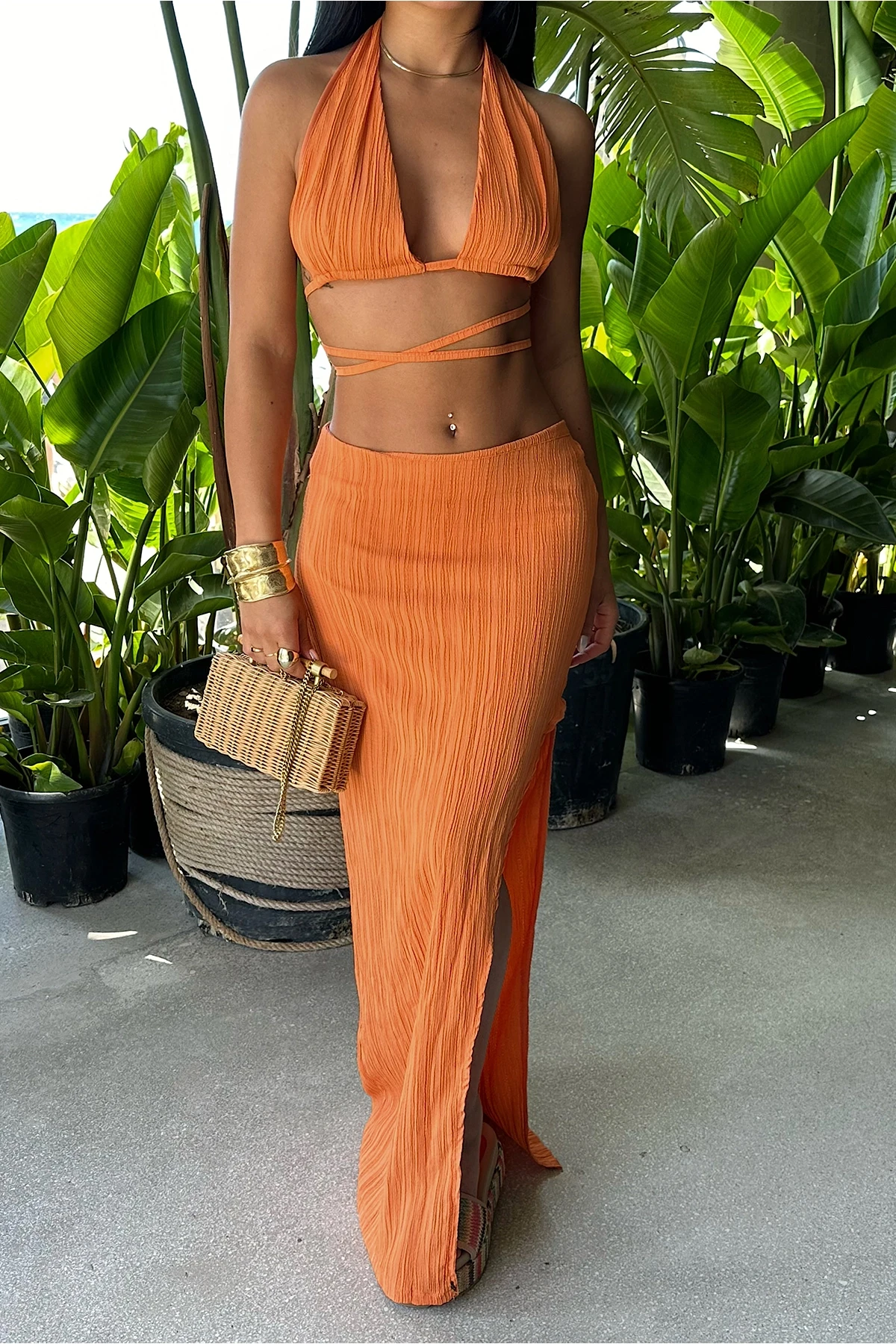 Picture of Orange Lona Tie-Up Suit