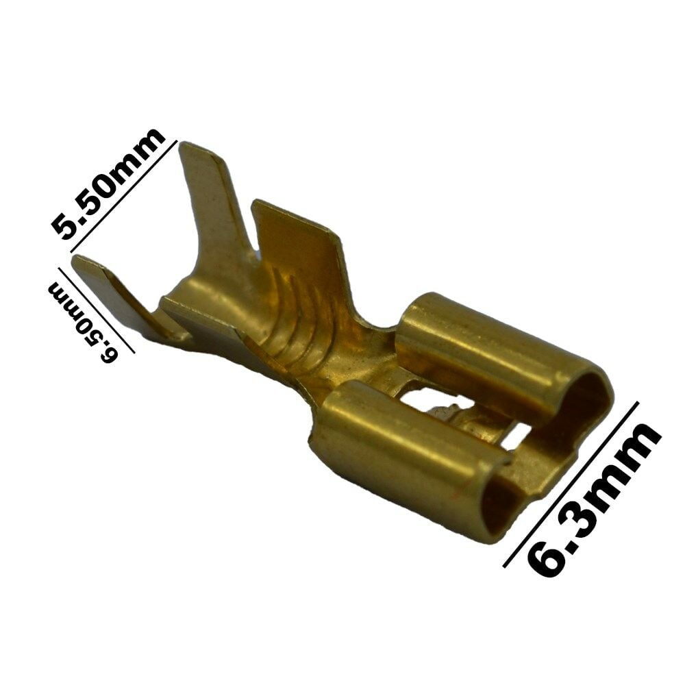 Picture of 250 Adet Tırnaklı 6,3 Dişi Fiş Kalın Kablo Ucu 6mm'e Kadar Pirinç Terminal