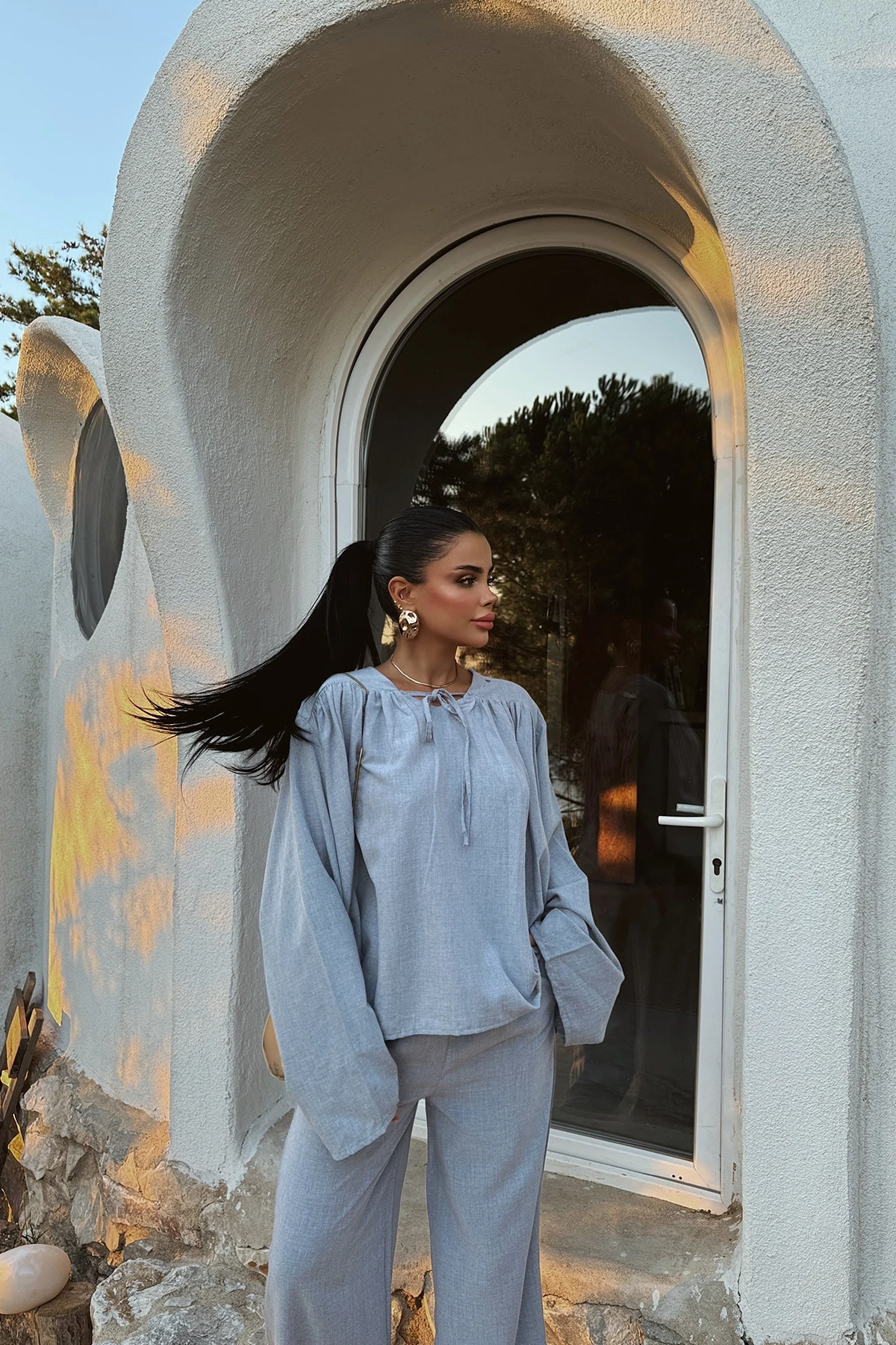 Picture of Blue Long Sleeve Linen Suit