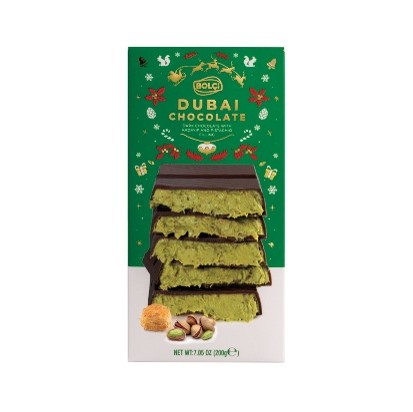Picture of PISTACHIO KADAYIF FILLED DARK CHOCOLATE CHRISTMAS 200g