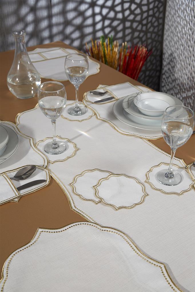 Picture of Damla Keten Nakışlı Amerikan Servis Takımı 19 Parça Gold