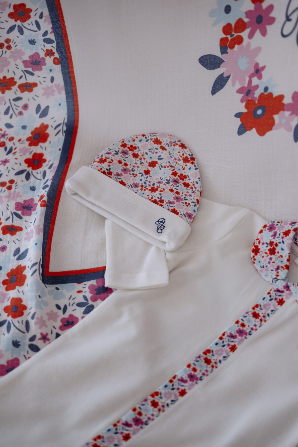 Picture of 3'Lü Yenidoğan Seti - Minik Çiçekler / Kırmızı