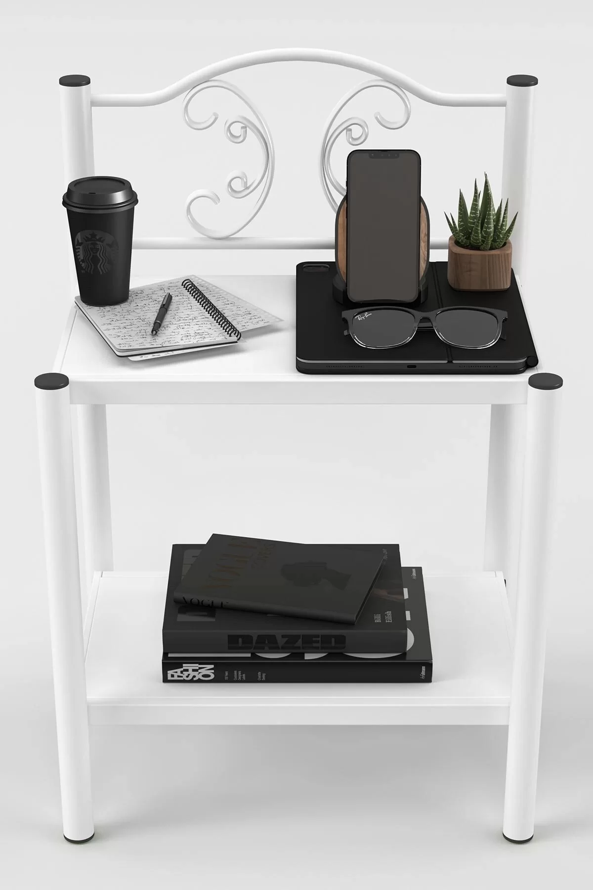 Picture of Pero Retro Ferforje Metal Komodin Beyaz