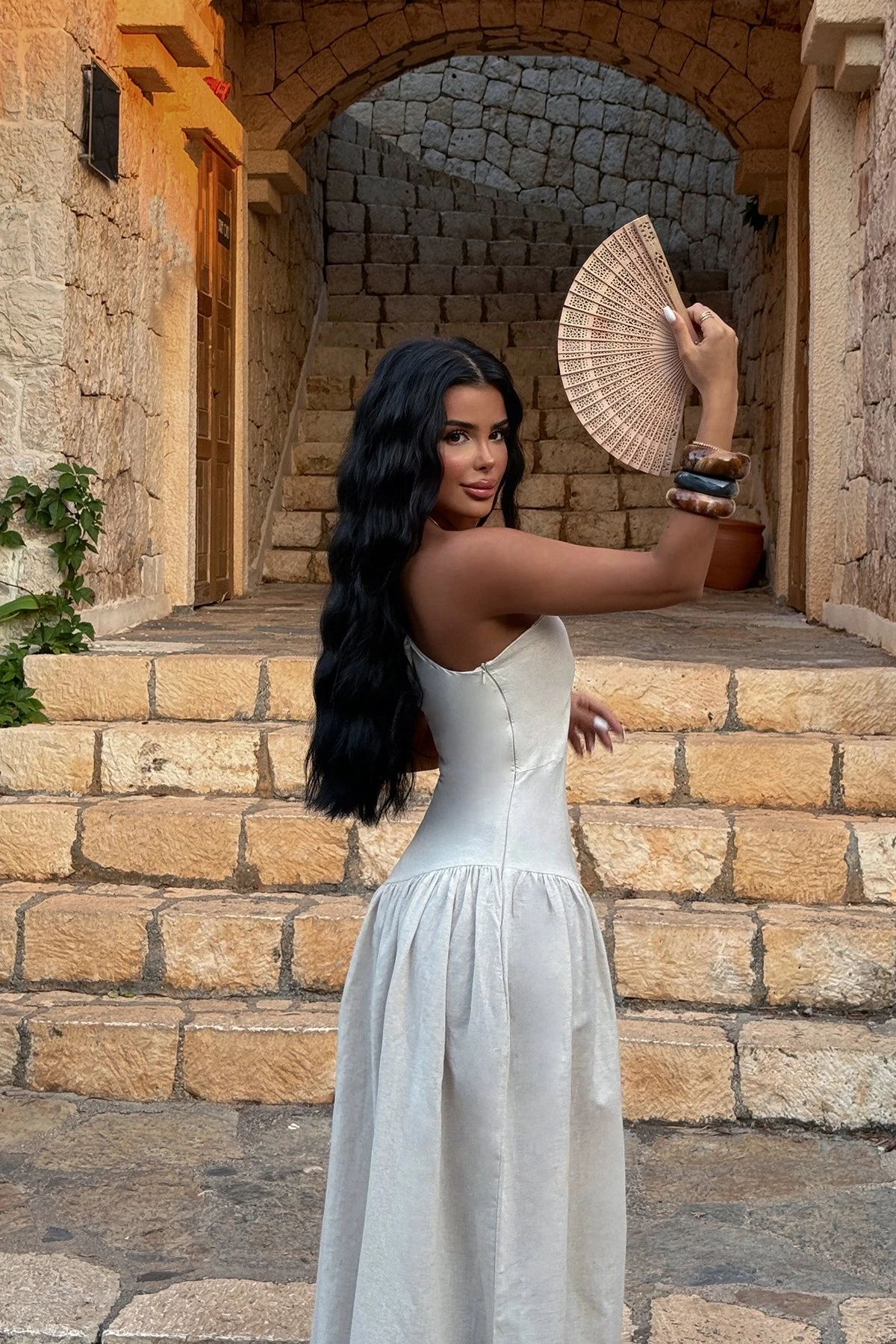 Picture of Cream Basic Long Dress