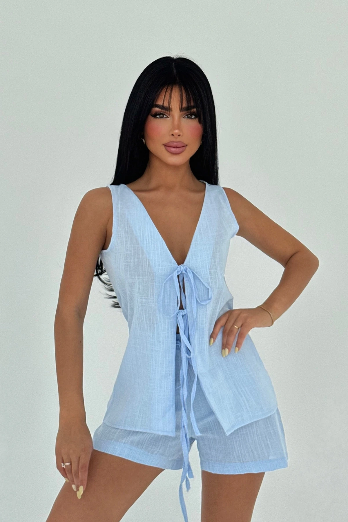 Picture of Blue Luiza Mini Linen Tie Set