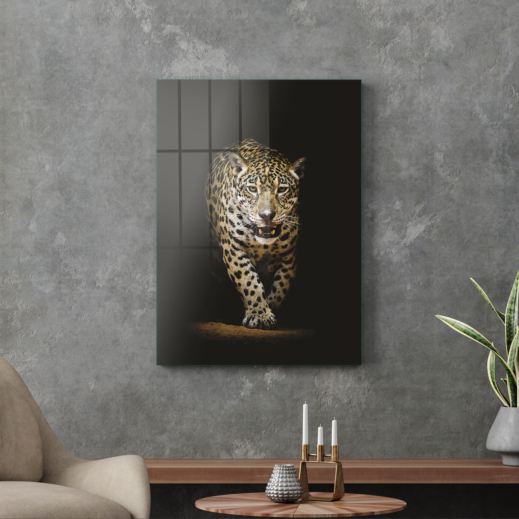 Picture of Decovetro Gölgedeki Leopar Cam Tablo 30x40 cm