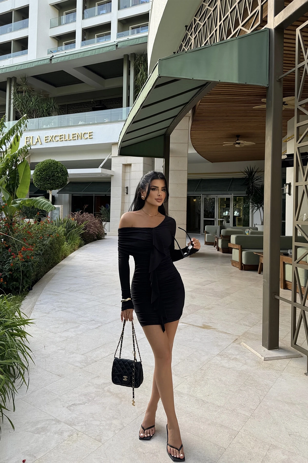 Picture of Black Ruffle Detail Mini Dress