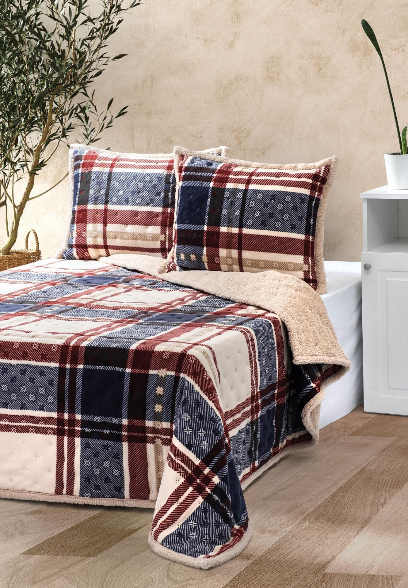 Picture of Merinos Allday 3 Parça Çift Kişilik Yatak Örtüsü Seti Kutulu 220x240 Boris Lacivert