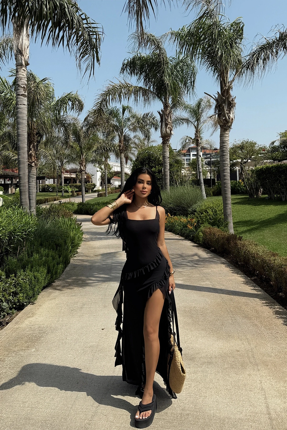 Picture of Black Astrid Slit Long Dress