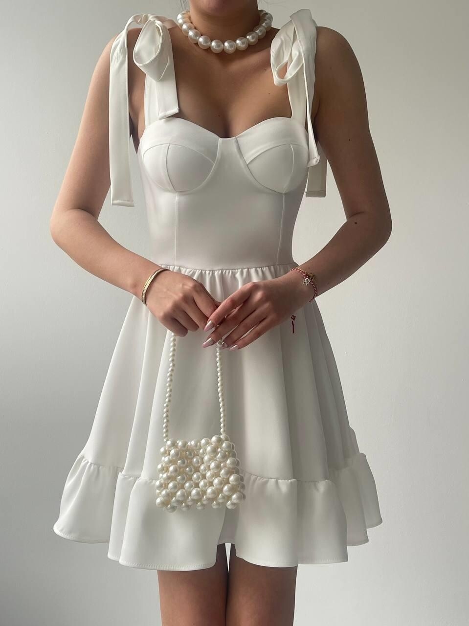 Picture of İP ASKILI BAĞLAMALI ATLAS ELBİSE