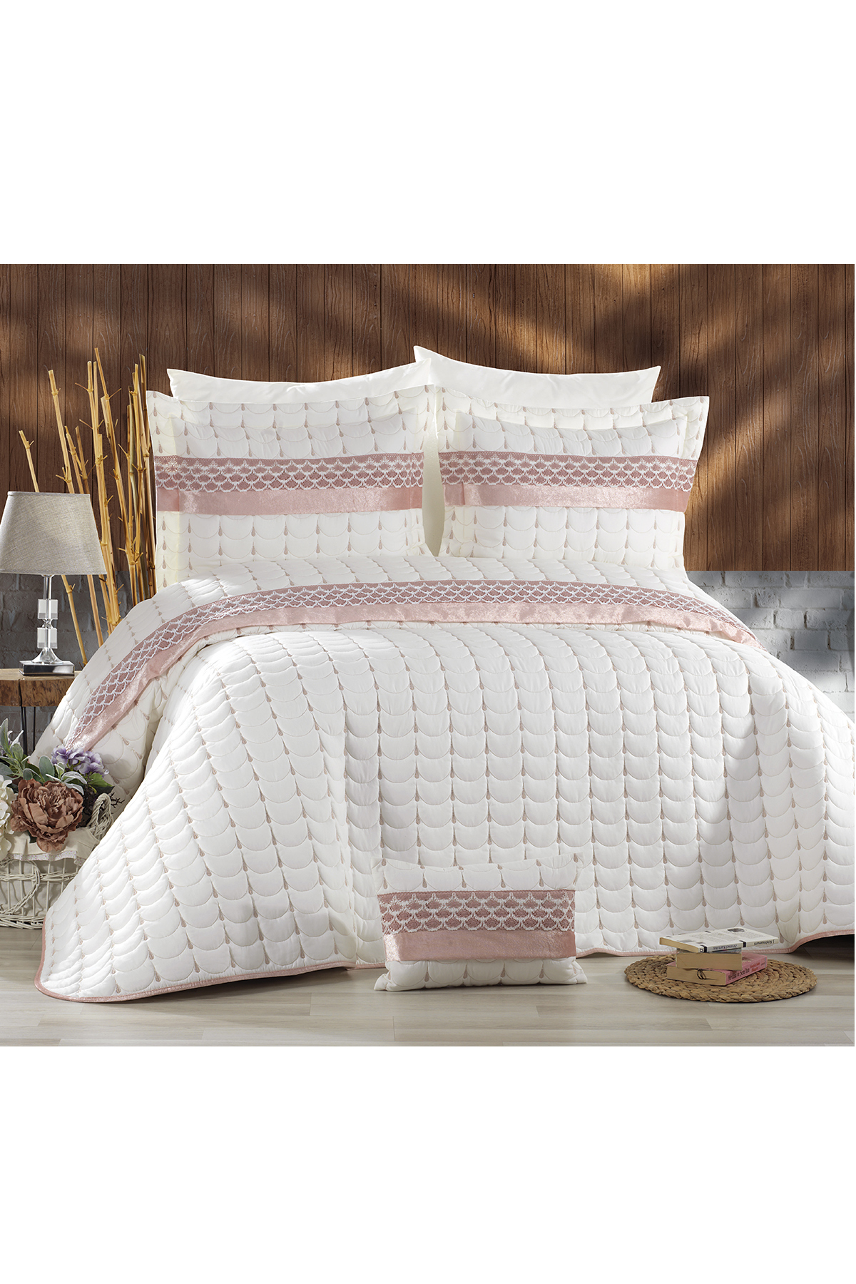 Picture of Colors Micro Çift Kişilik Yatak Örtüsü Krem Pudra