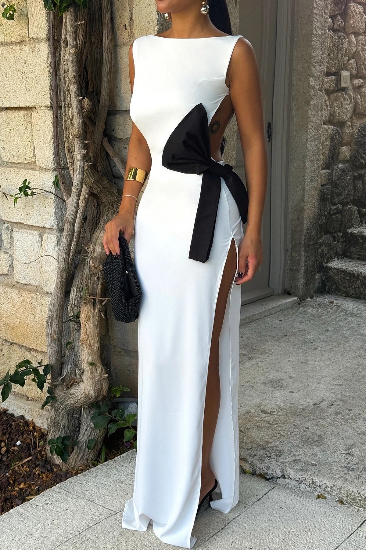 Picture of White Bow Detail Long Dress