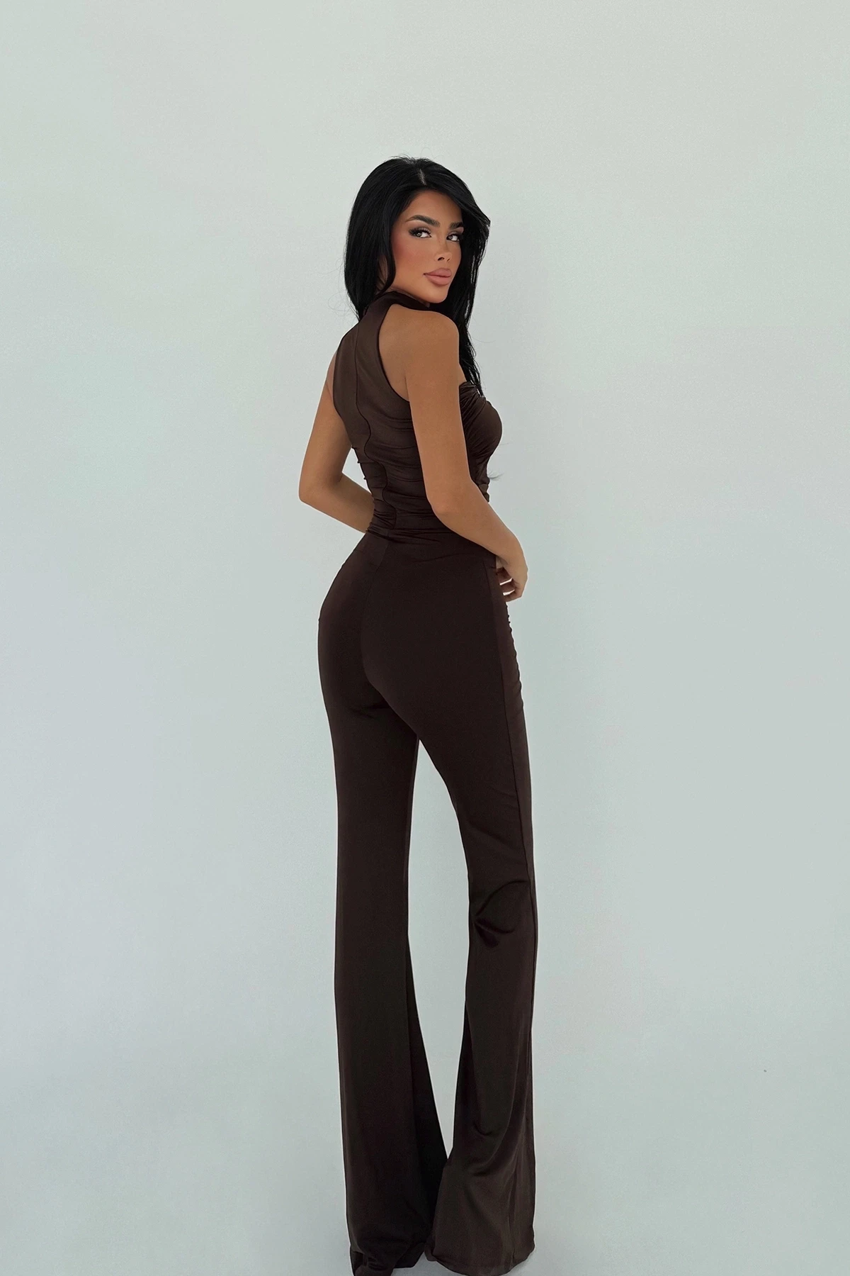 Picture of Brown Window Detail Jumpsuit