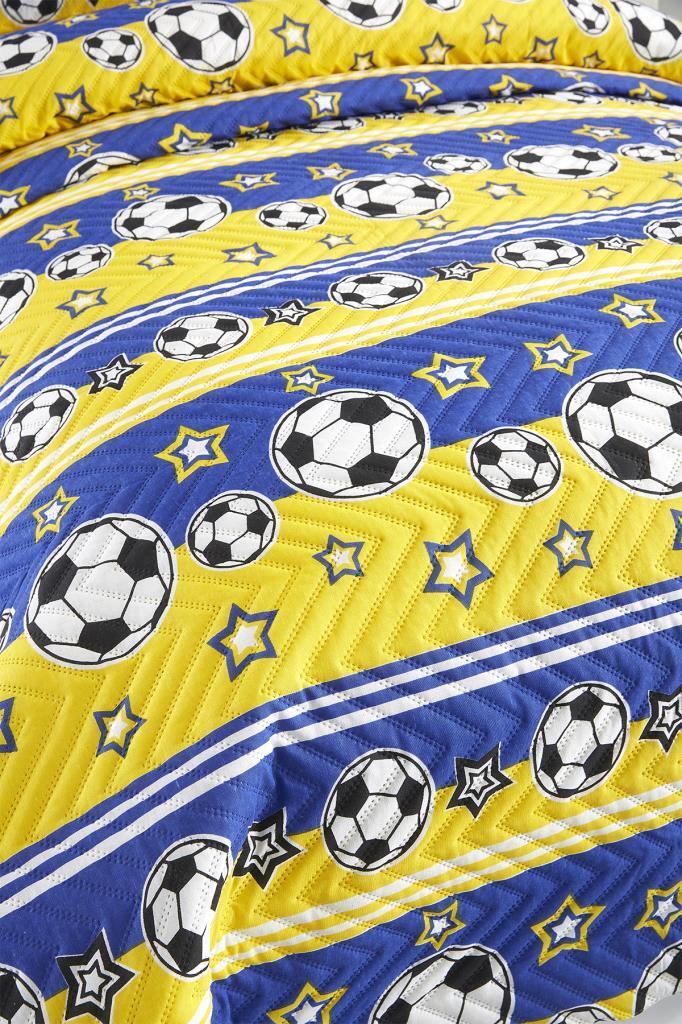 Picture of Ultrasonik Kapitoneli Şampiyon Tek Kişilik Yatak Örtüsü Sarı Lacivert