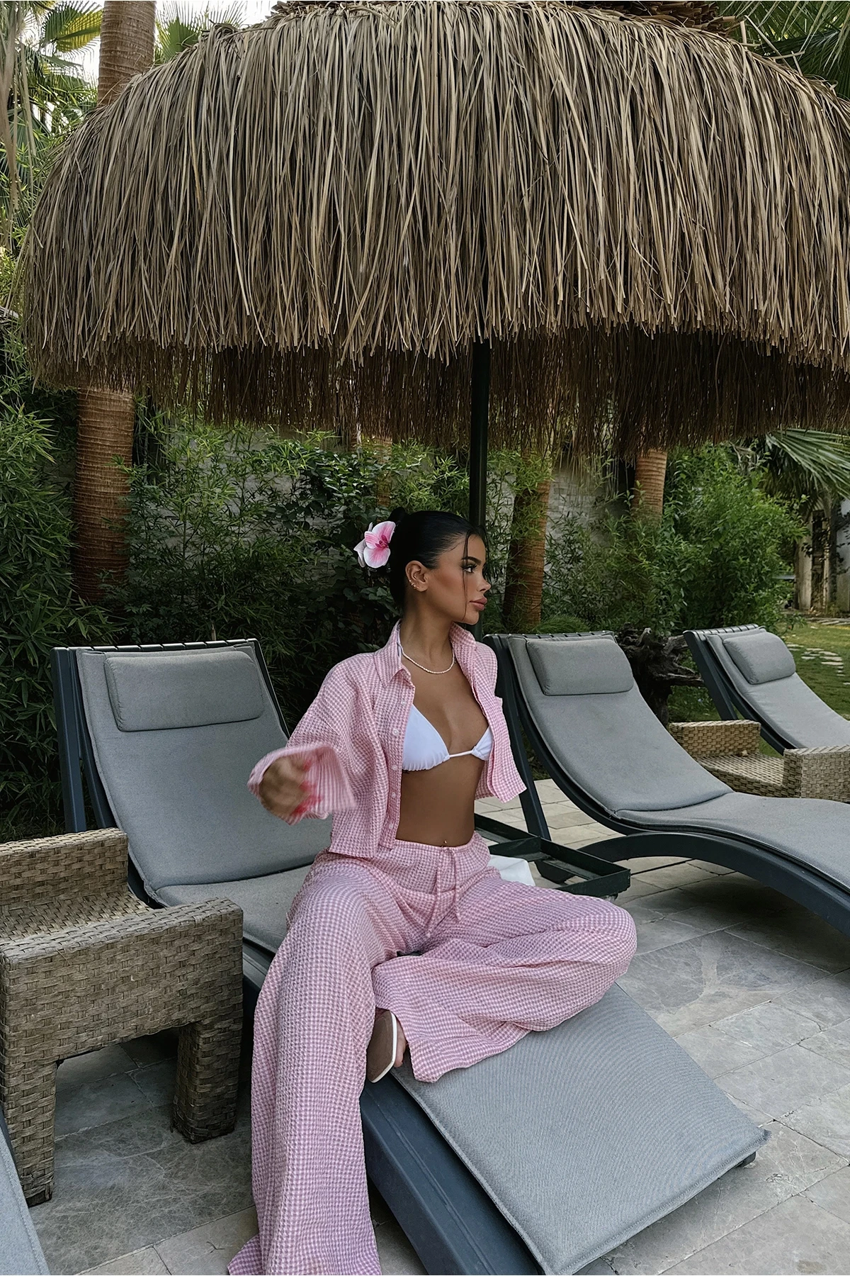 Picture of Pink Gingham Trousers Set