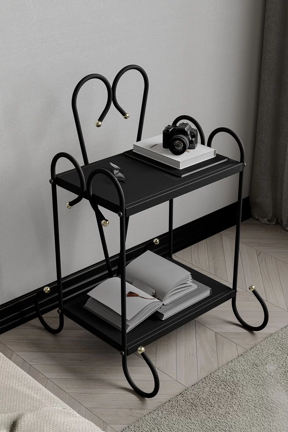 Picture of Bergama Retro Ferforje Metal Komodin Siyah