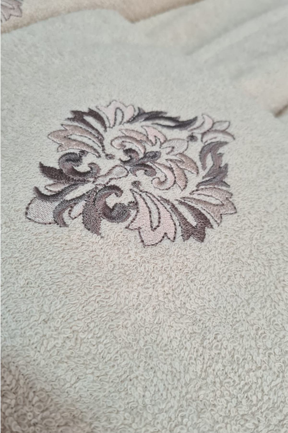 Picture of Ardora Bukle Aile Bornoz Takımı Pudra Kahve